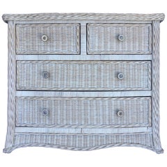 Curved Serpentine Draped Wicker Chest of Drawers