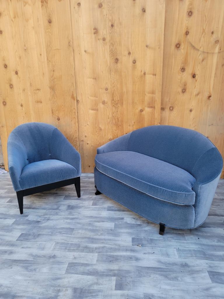 Gebogener Sessel mit Fassrückenlehne und gebogener Rückenlehne von Interior Crafts, neu gepolstert im Angebot 2