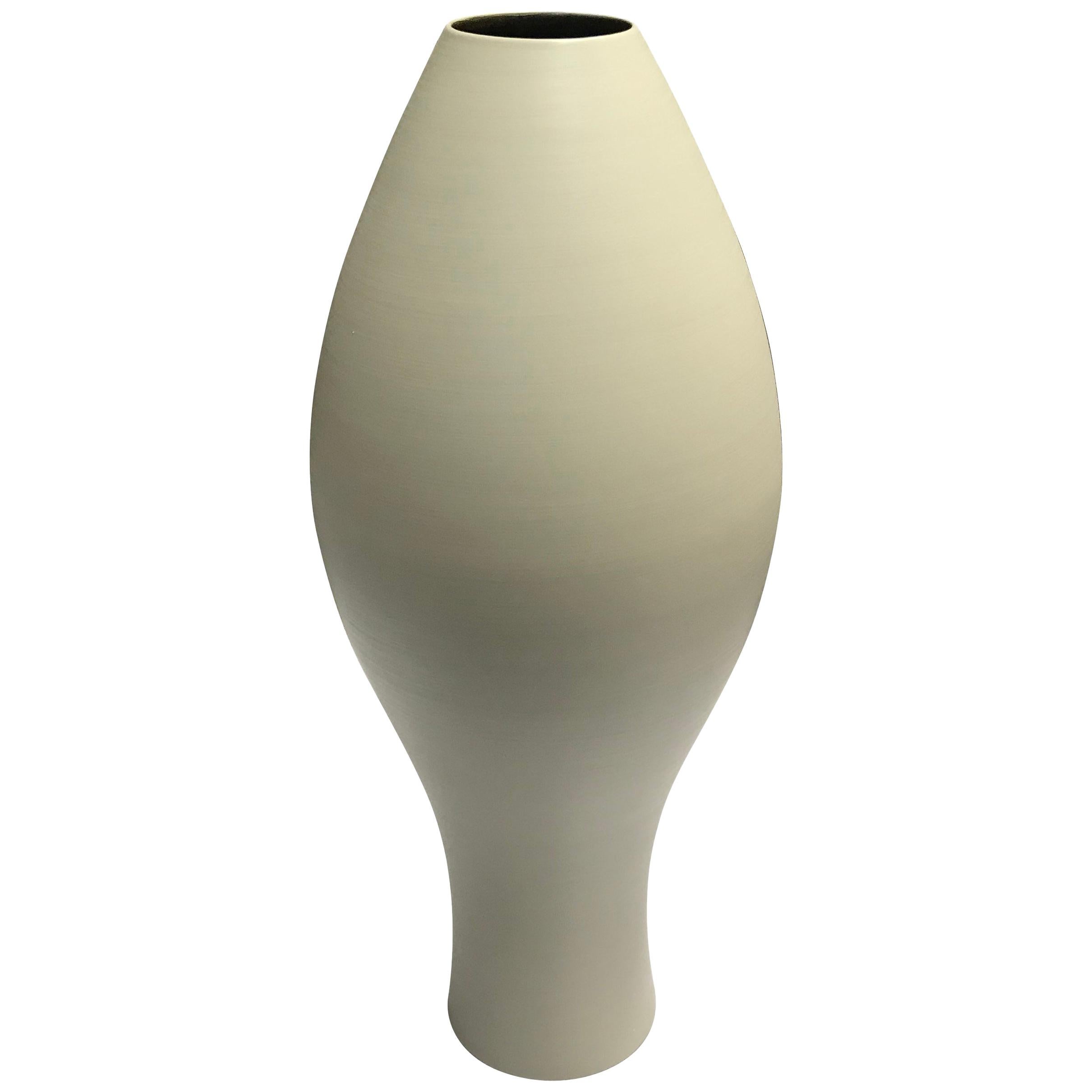 Curved Shape Fine Ceramic Extra Large Vase, Italy, Contemporary