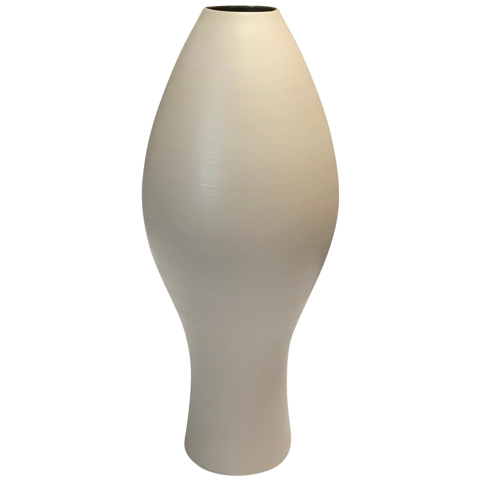 Curved Shape Fine Ceramic Large Vase, Italy, Contemporary For Sale