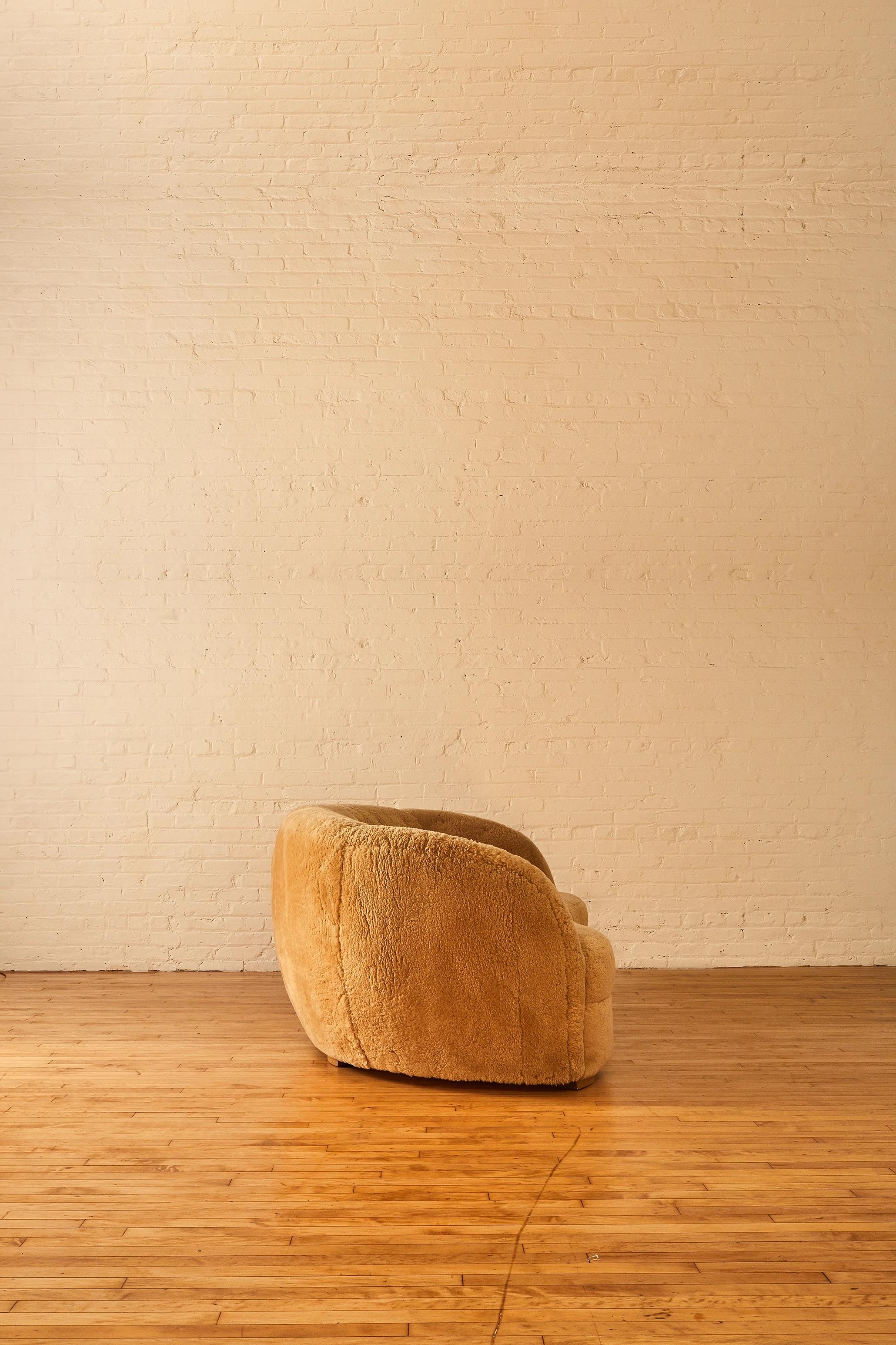 Unknown Curved Shearling Sofa