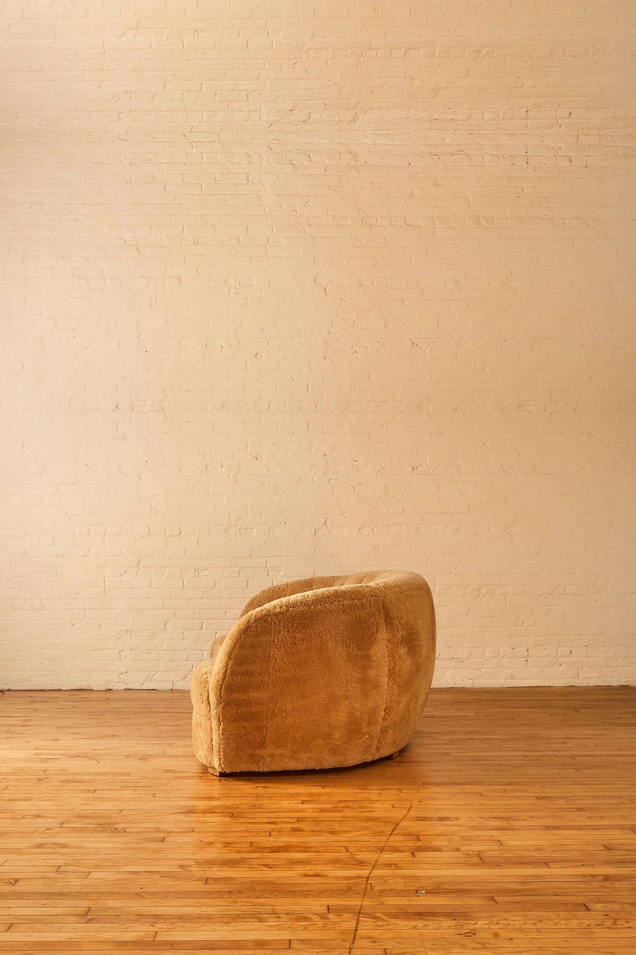 20th Century Curved Shearling Sofa