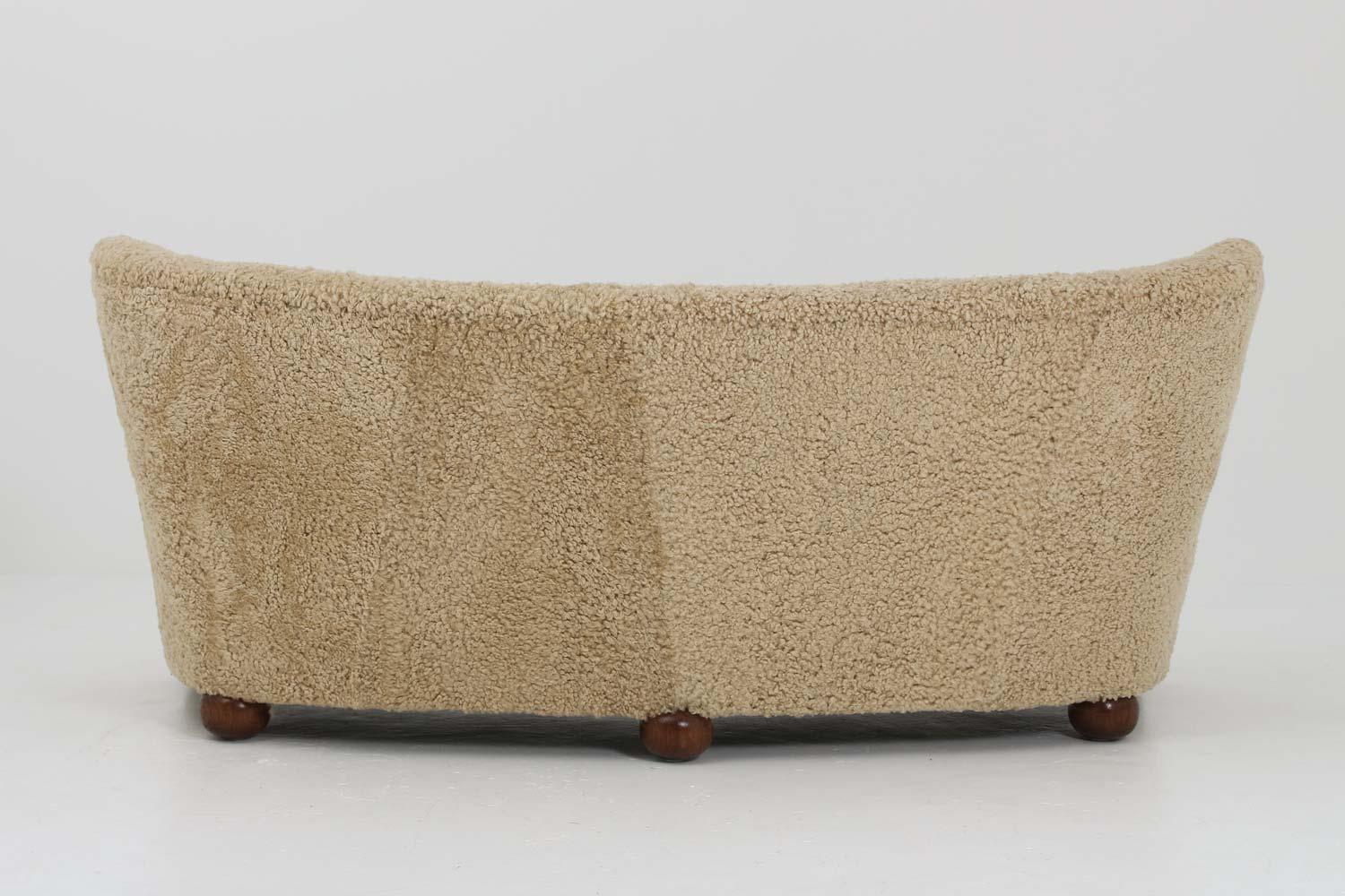 Curved Sheepskin Sofa 1940s, Sweden 3