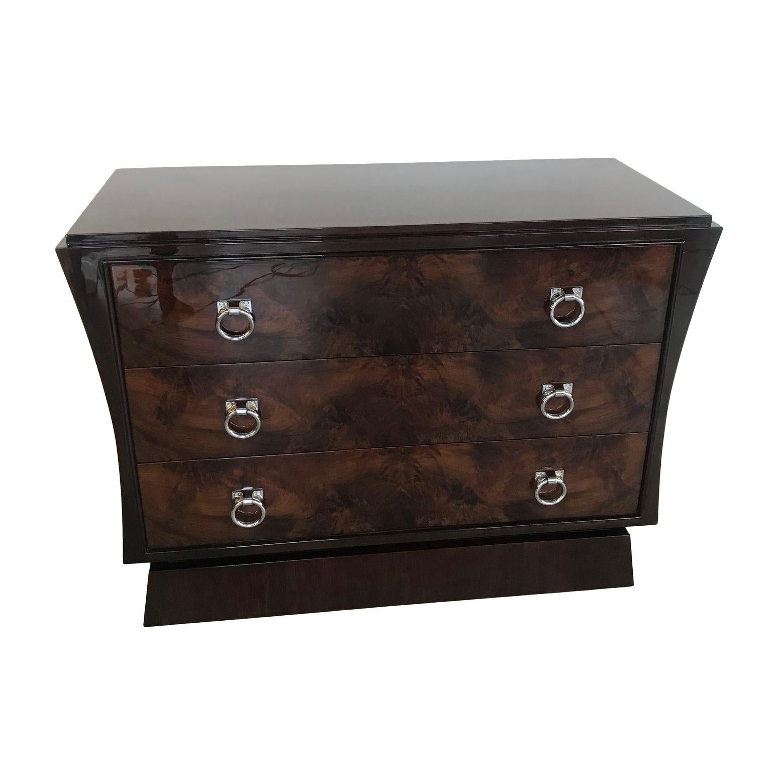 Curved Side French Art Deco Chest of Drawers For Sale