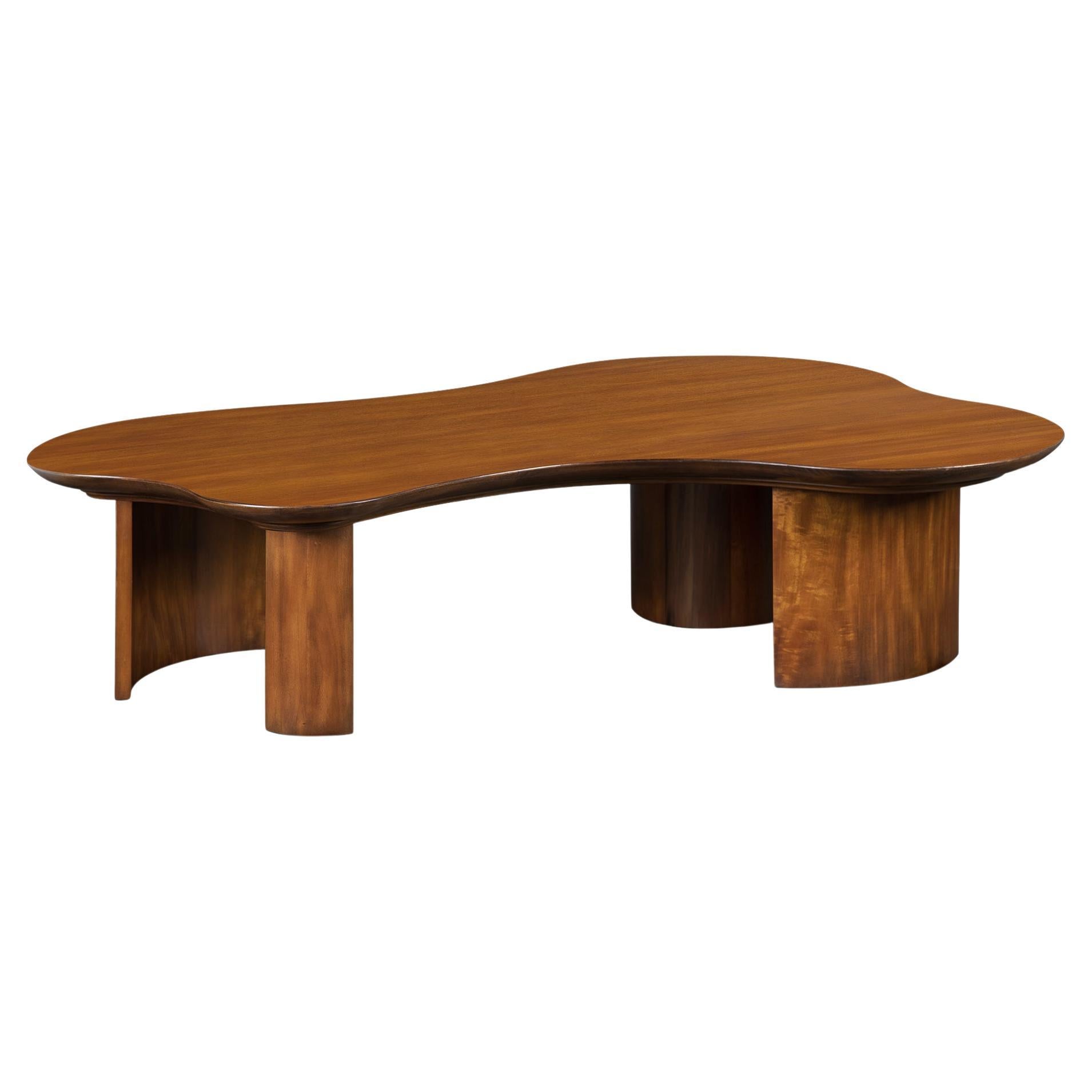 Curved Silhouette with Organic Shape Wooden Montagne Cocktail Table For Sale
