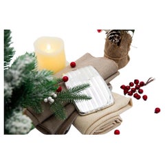 Curved silver case with alternating bands, gold interior and hinged lid