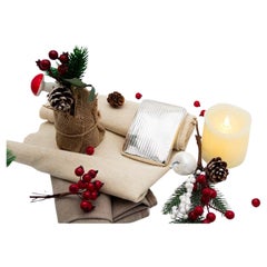 Curved silver case with alternating bands, gold interior and hinged lid