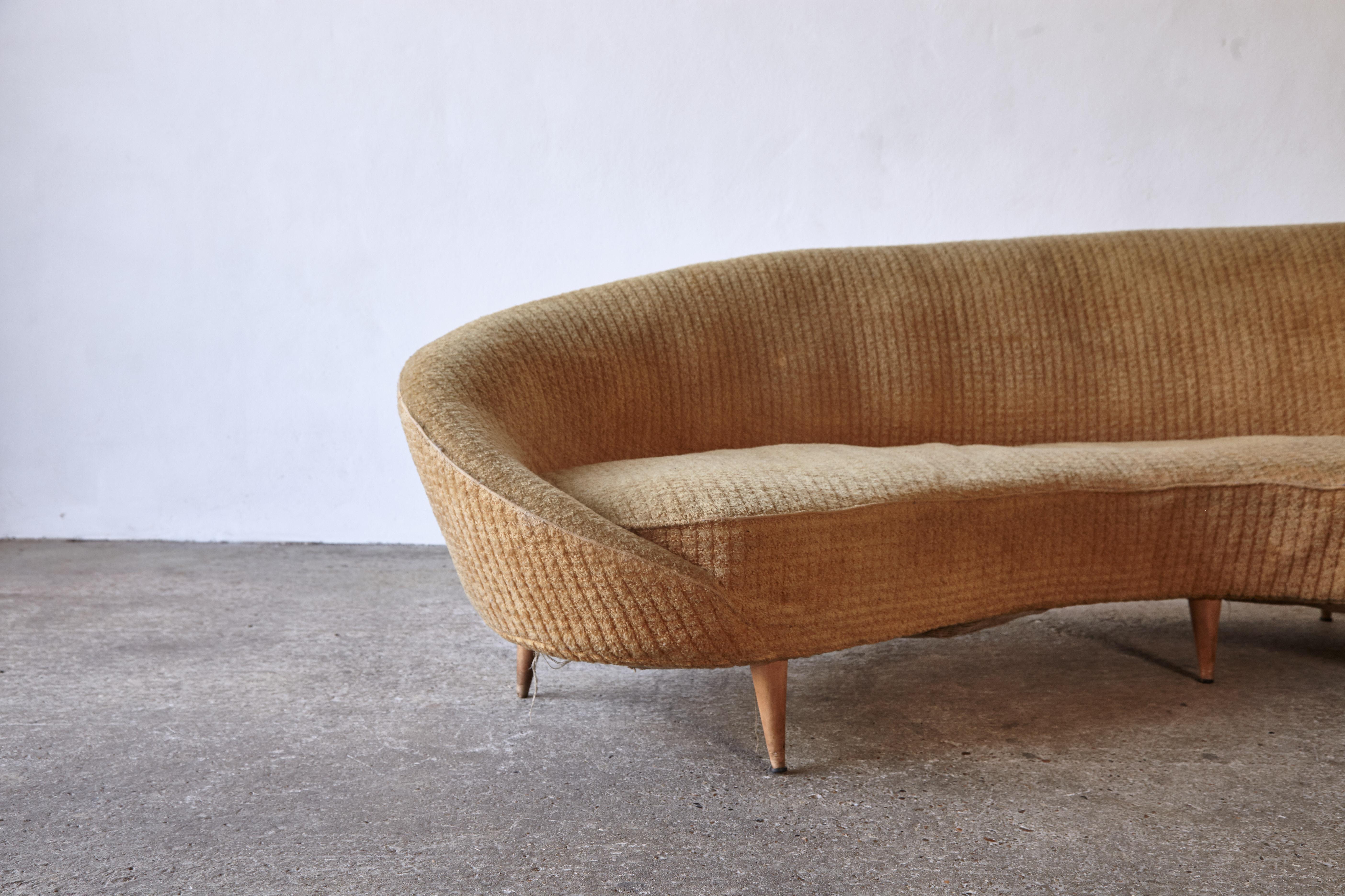 20th Century Curved Sofa Attributed to Ico Parisi / Munari, Italy, 1950, for Reupholstery