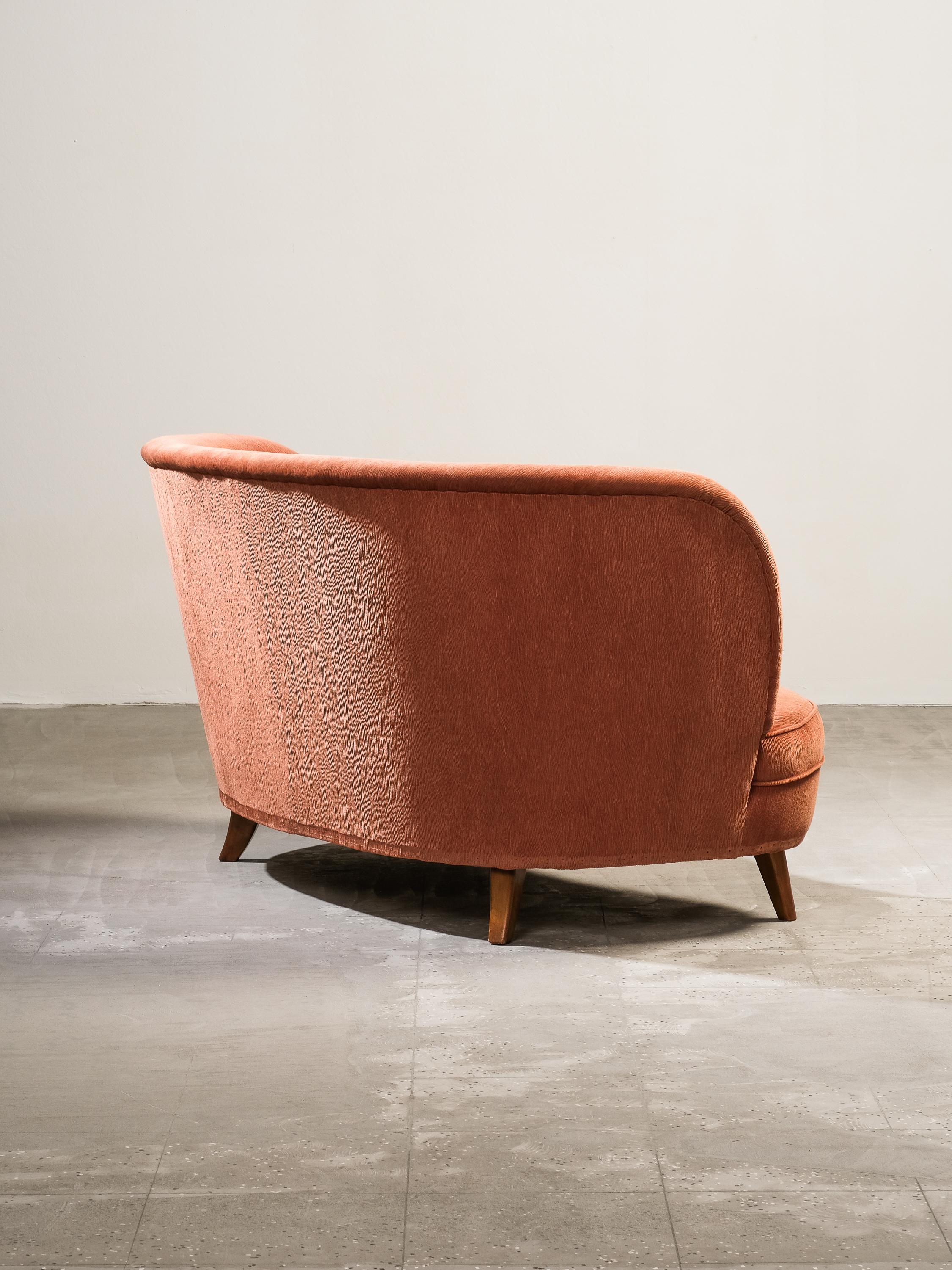 Curved Sofa by Carl-Johan Boman for Boman Oy, Finland, 1940s For Sale 9