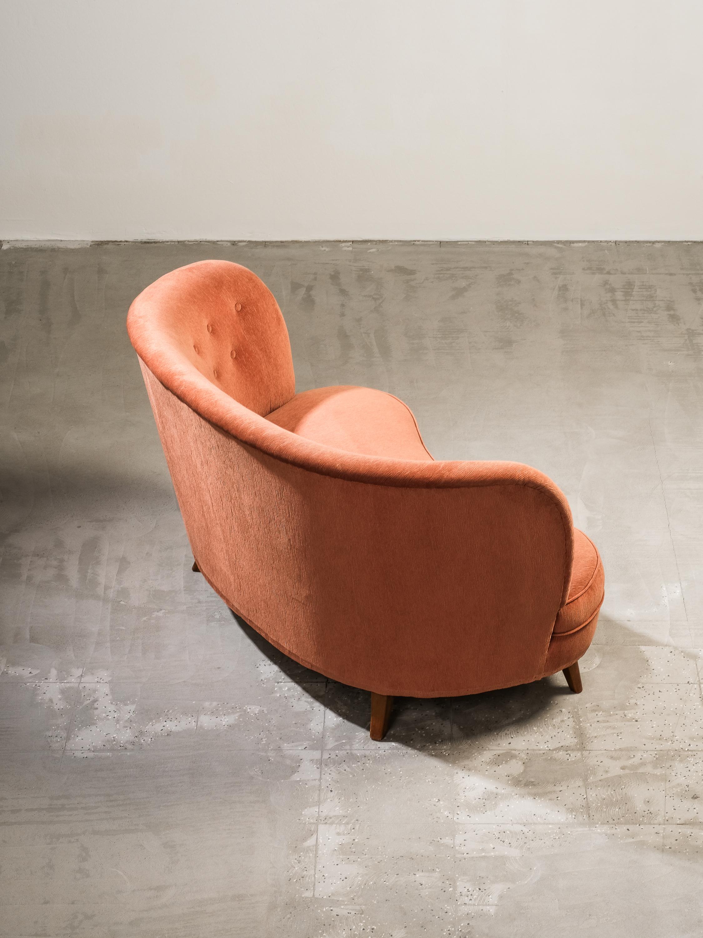 Curved Sofa by Carl-Johan Boman for Boman Oy, Finland, 1940s For Sale 10