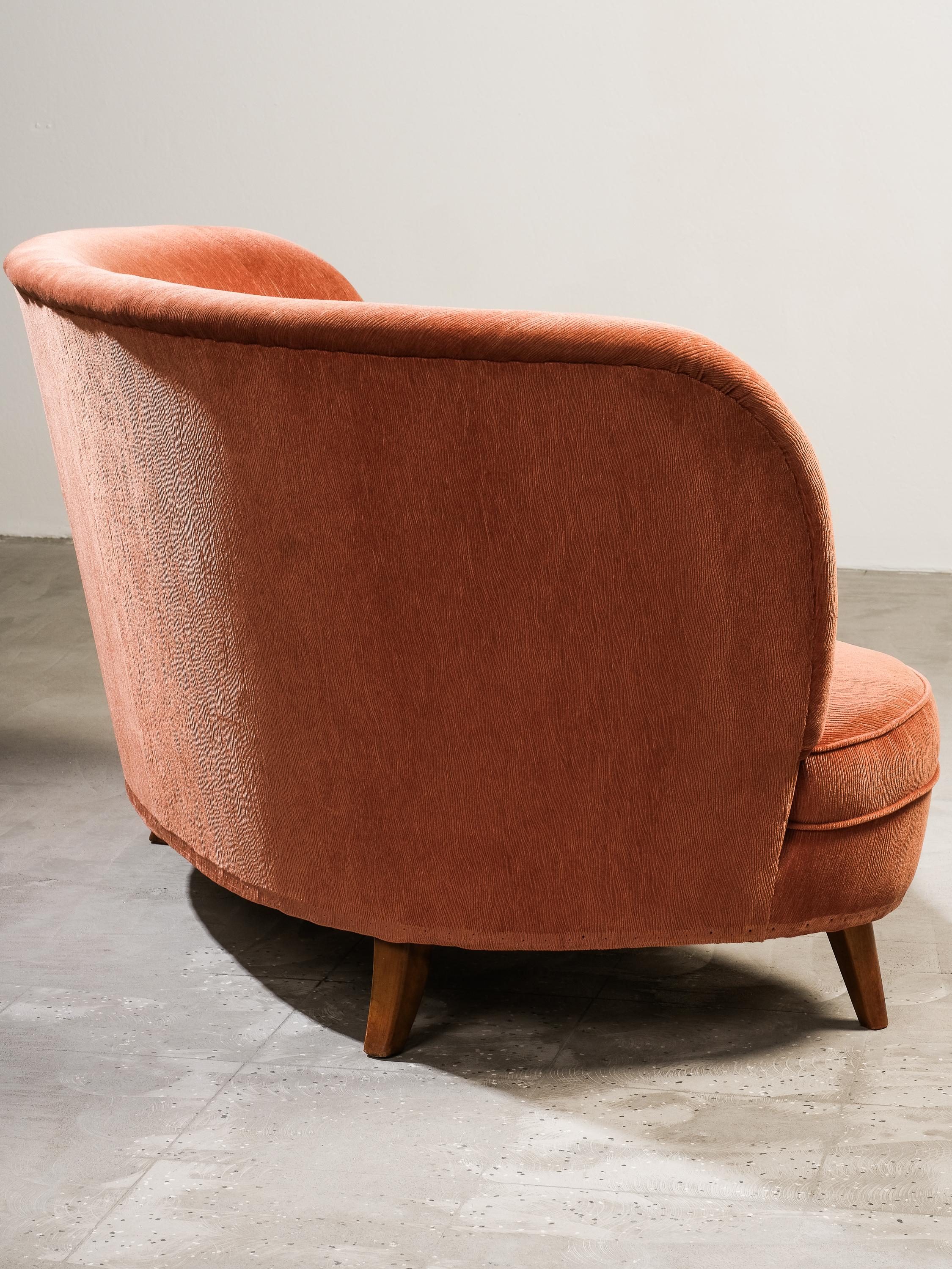 Curved Sofa by Carl-Johan Boman for Boman Oy, Finland, 1940s For Sale 11