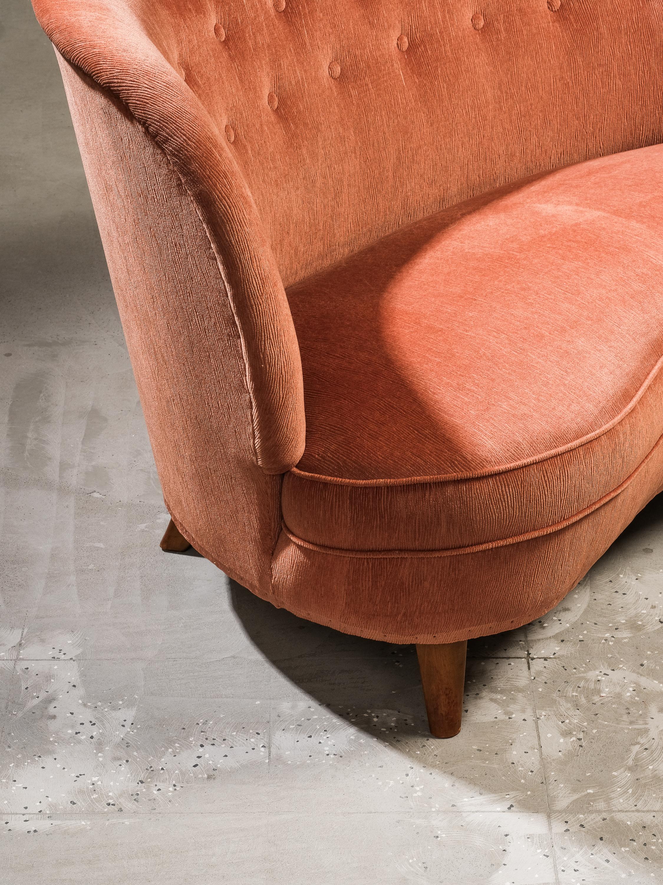 Finnish Curved Sofa by Carl-Johan Boman for Boman Oy, Finland, 1940s For Sale