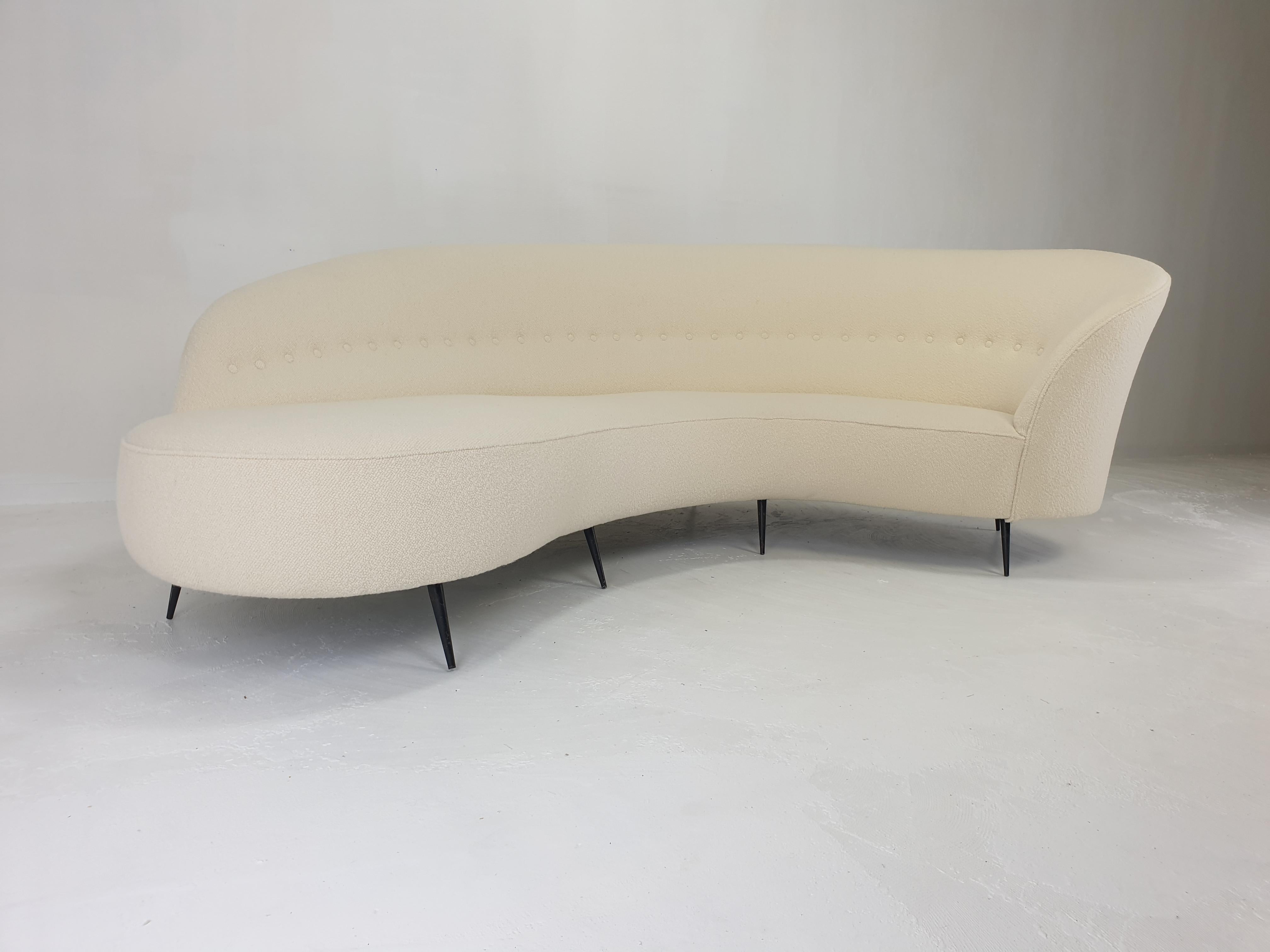 Metal Curved Sofa by Frederico Munari Italy, 1960's For Sale