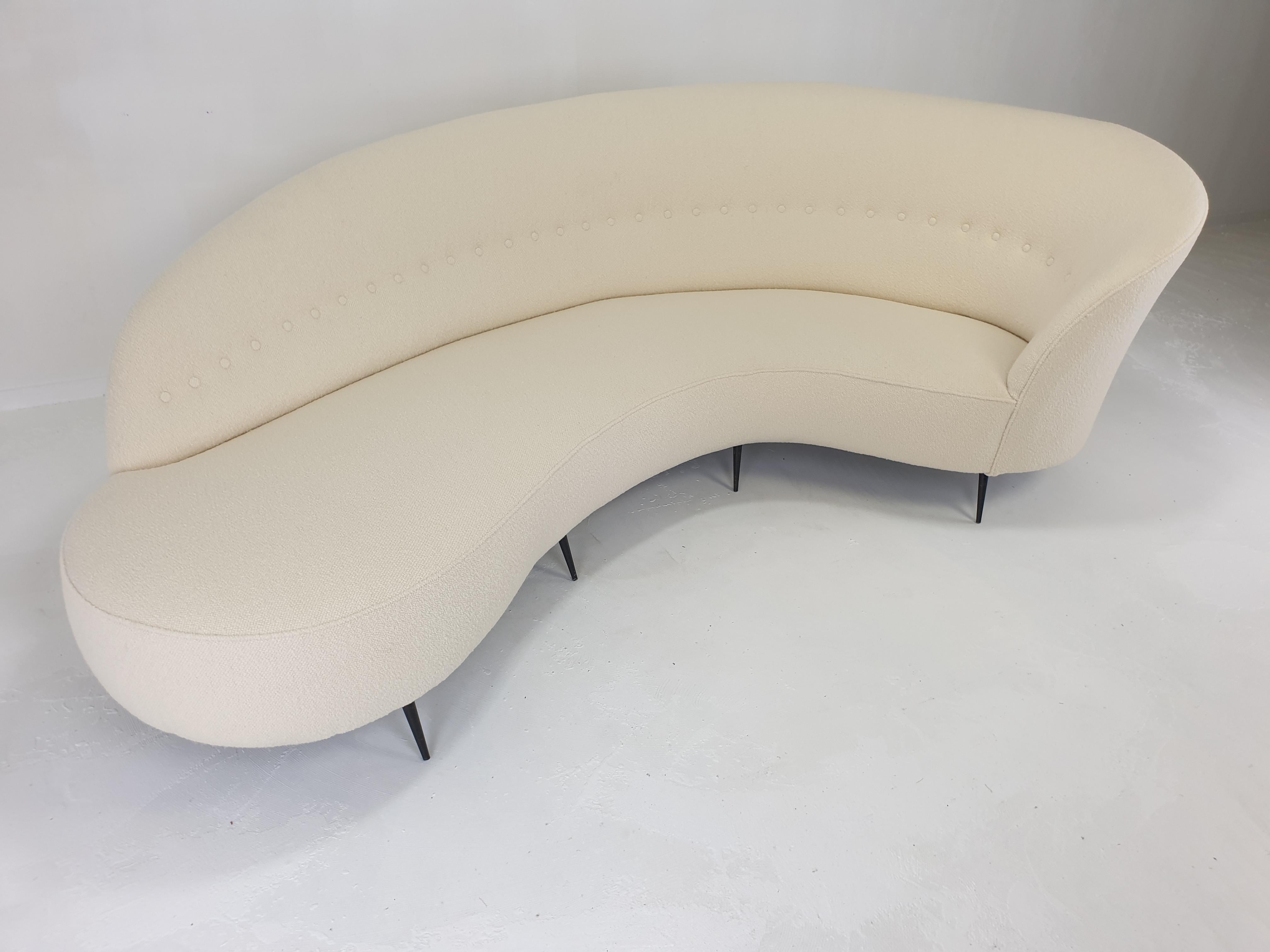 Metal Curved Sofa by Frederico Munari Italy, 1960's For Sale