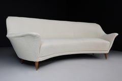 Curved Sofa by Ico Parisi in Newly Upholstered Teddy Fabric, Italy 1950s