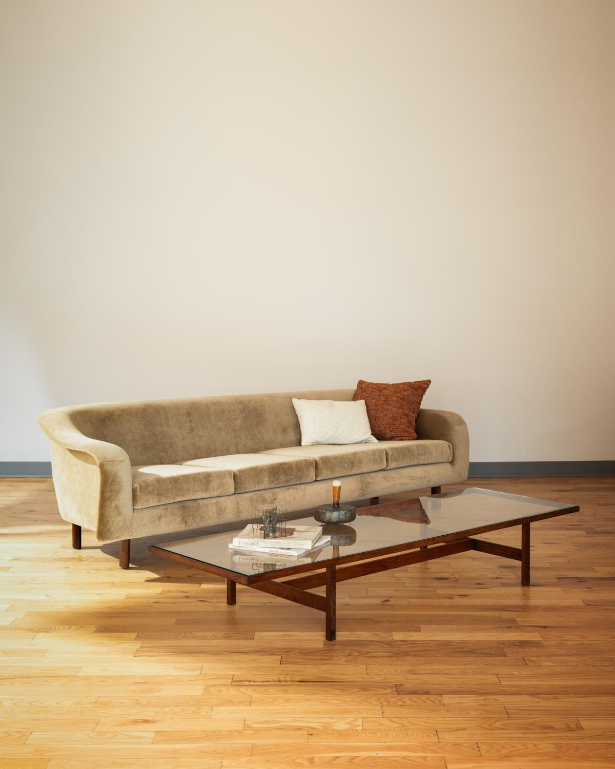 Milieu du XXe siècle Canapé incurvé de Joaquim Tenreiro, design brésilien du milieu du siècle, années 1950 en vente