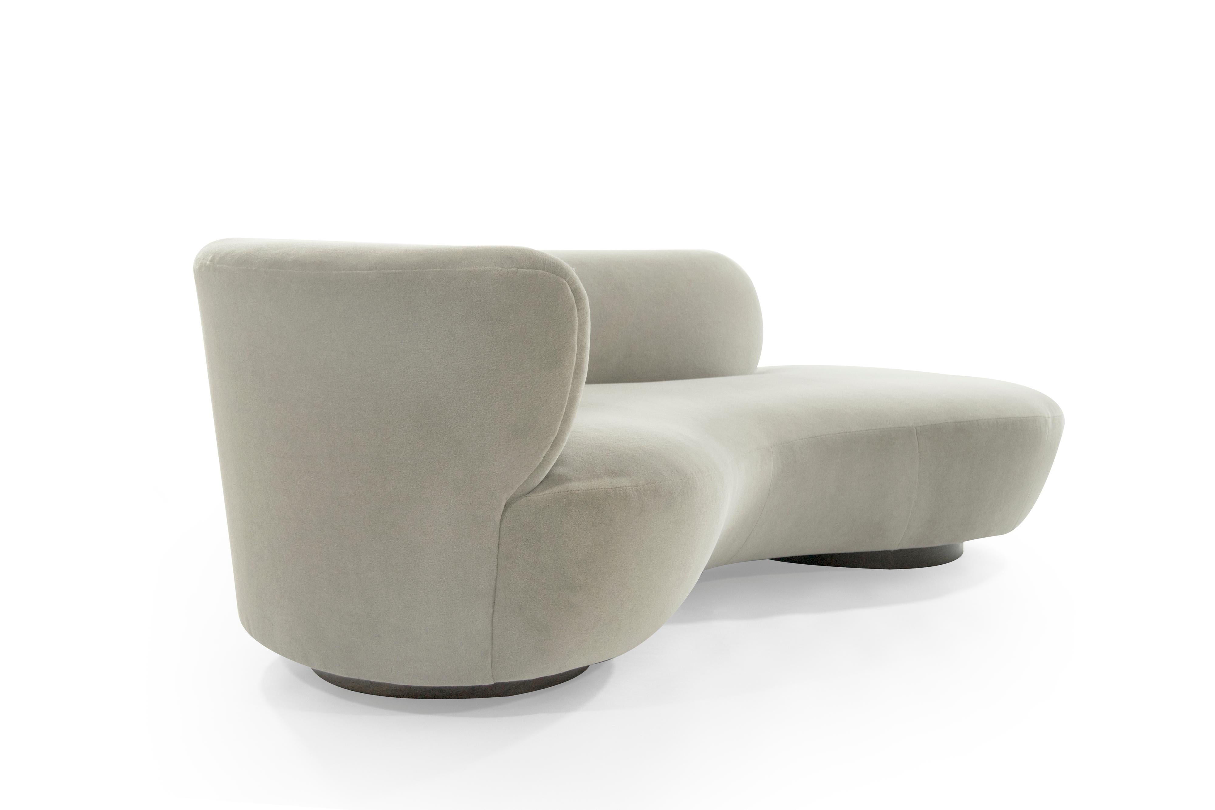 Mid-Century Modern Curved Sofa by Vladimir Kagan in Alpaca Velvet