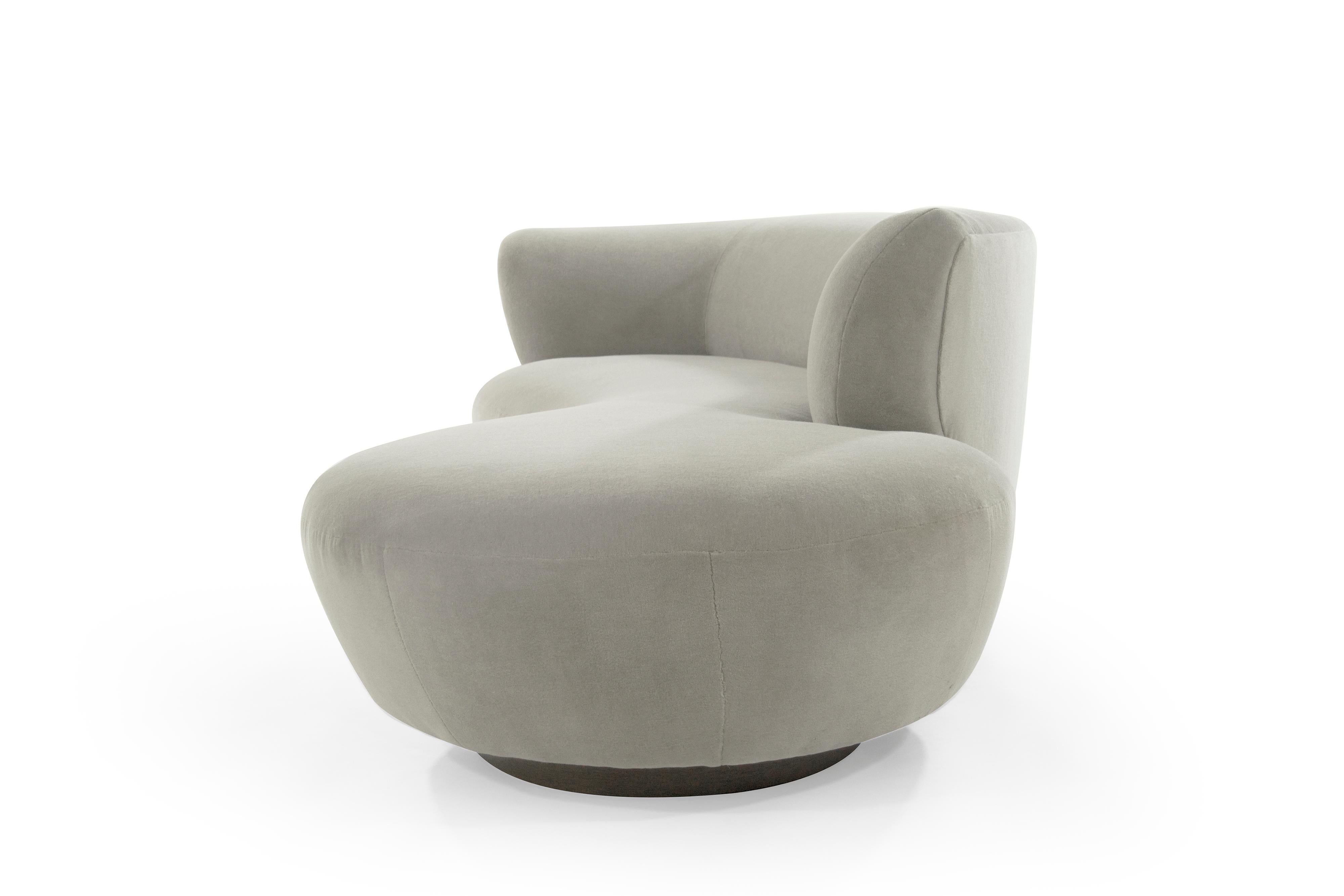 20th Century Curved Sofa by Vladimir Kagan in Alpaca Velvet