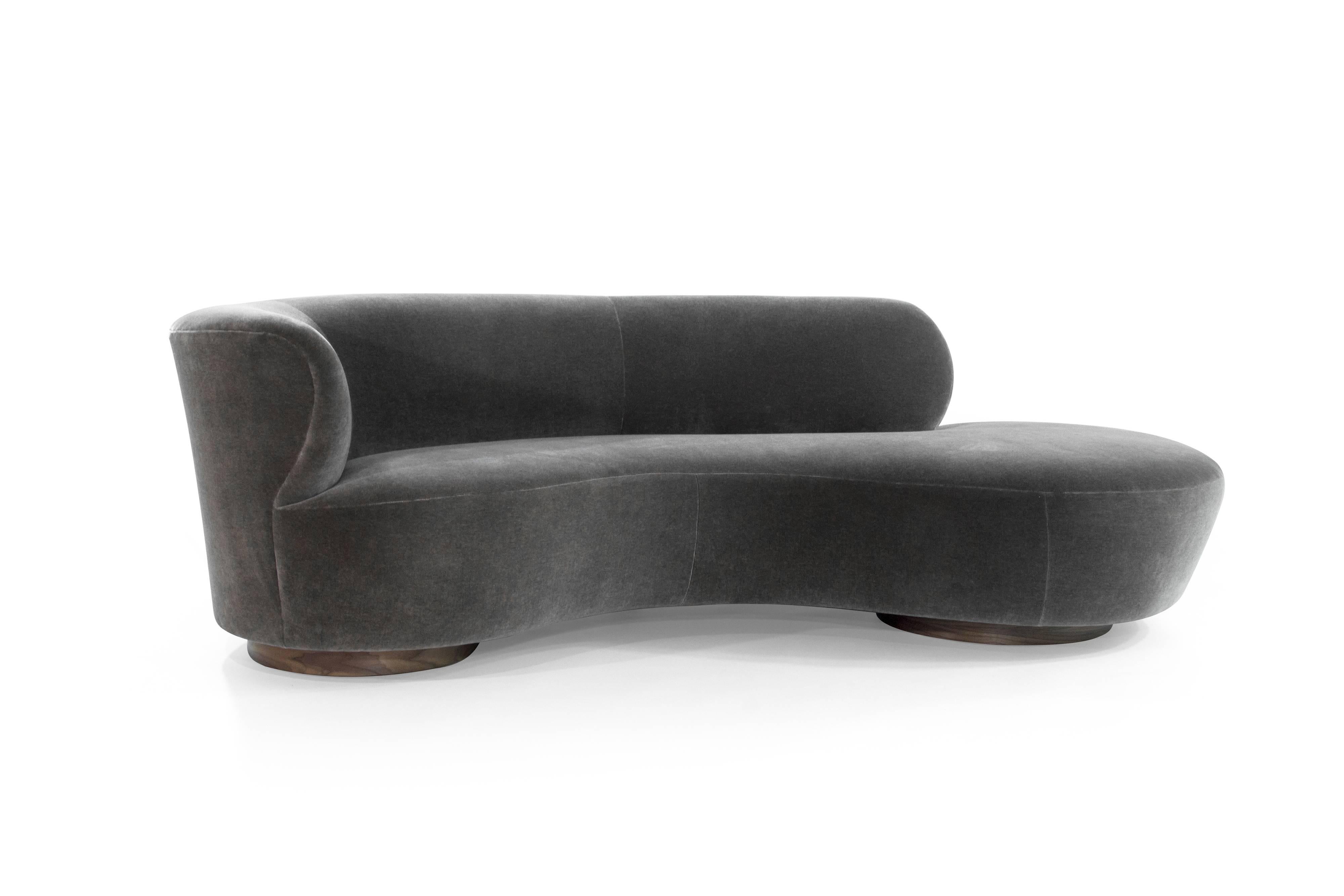 Mid-Century Modern Curved Sofa by Vladimir Kagan in Grey Mohair