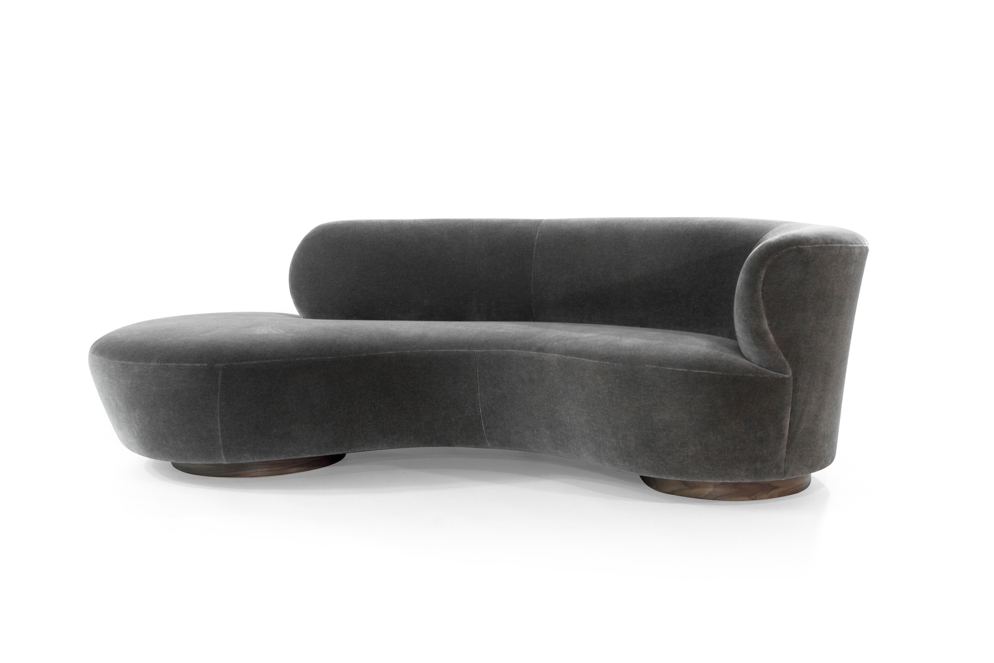 Mid-Century Modern Curved Sofa by Vladimir Kagan in Grey Mohair