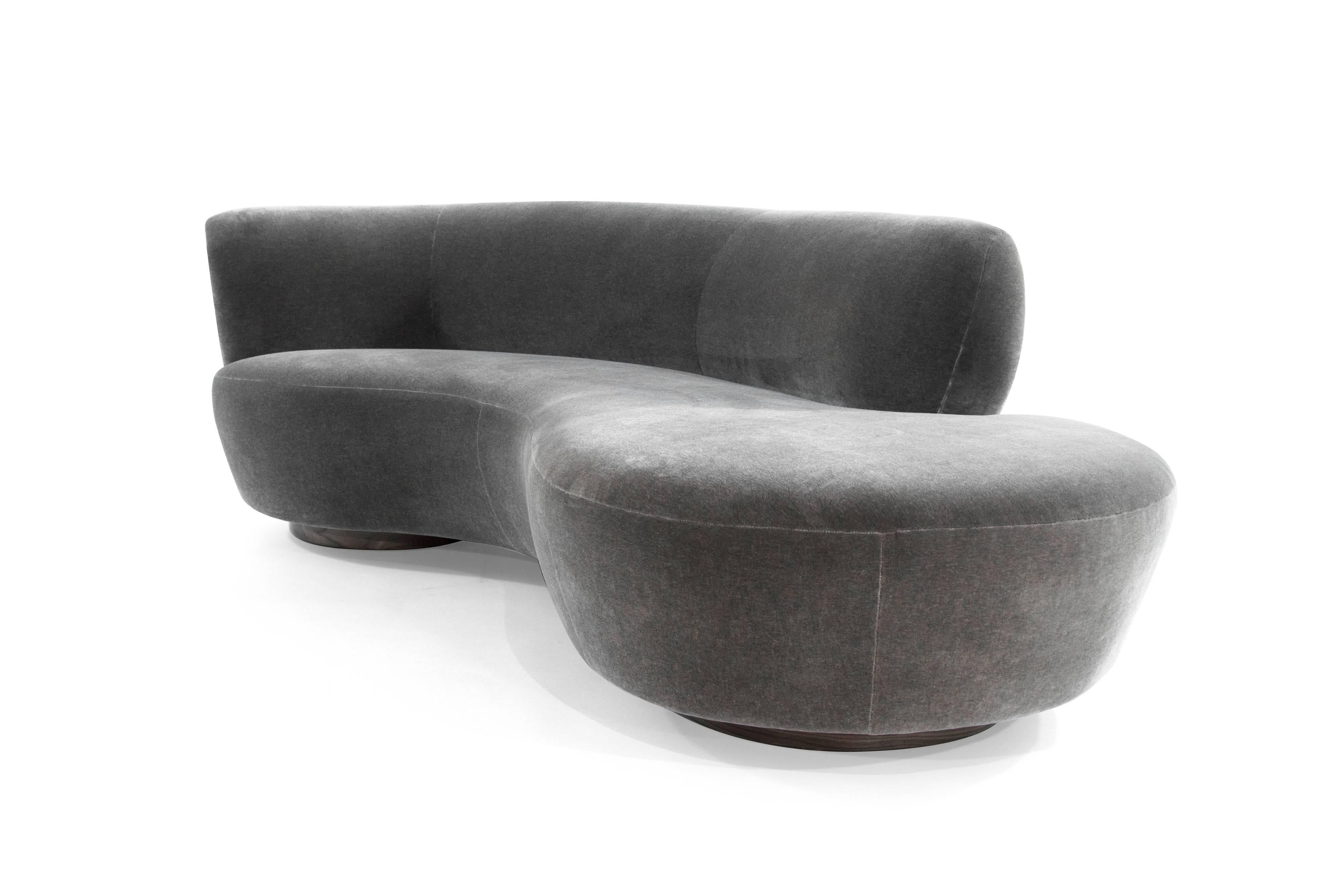 American Curved Sofa by Vladimir Kagan in Grey Mohair