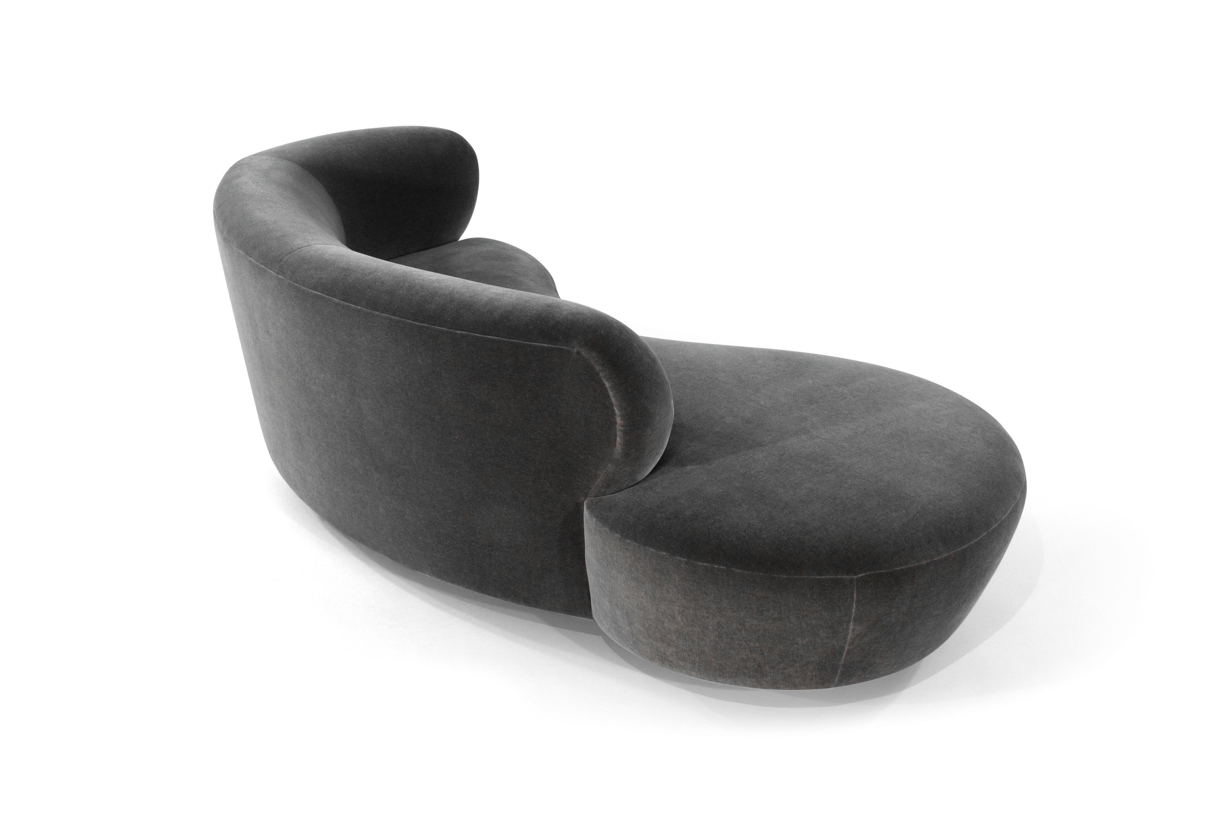 20th Century Curved Sofa by Vladimir Kagan in Grey Mohair