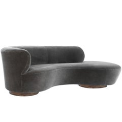 Curved Sofa by Vladimir Kagan in Grey Mohair