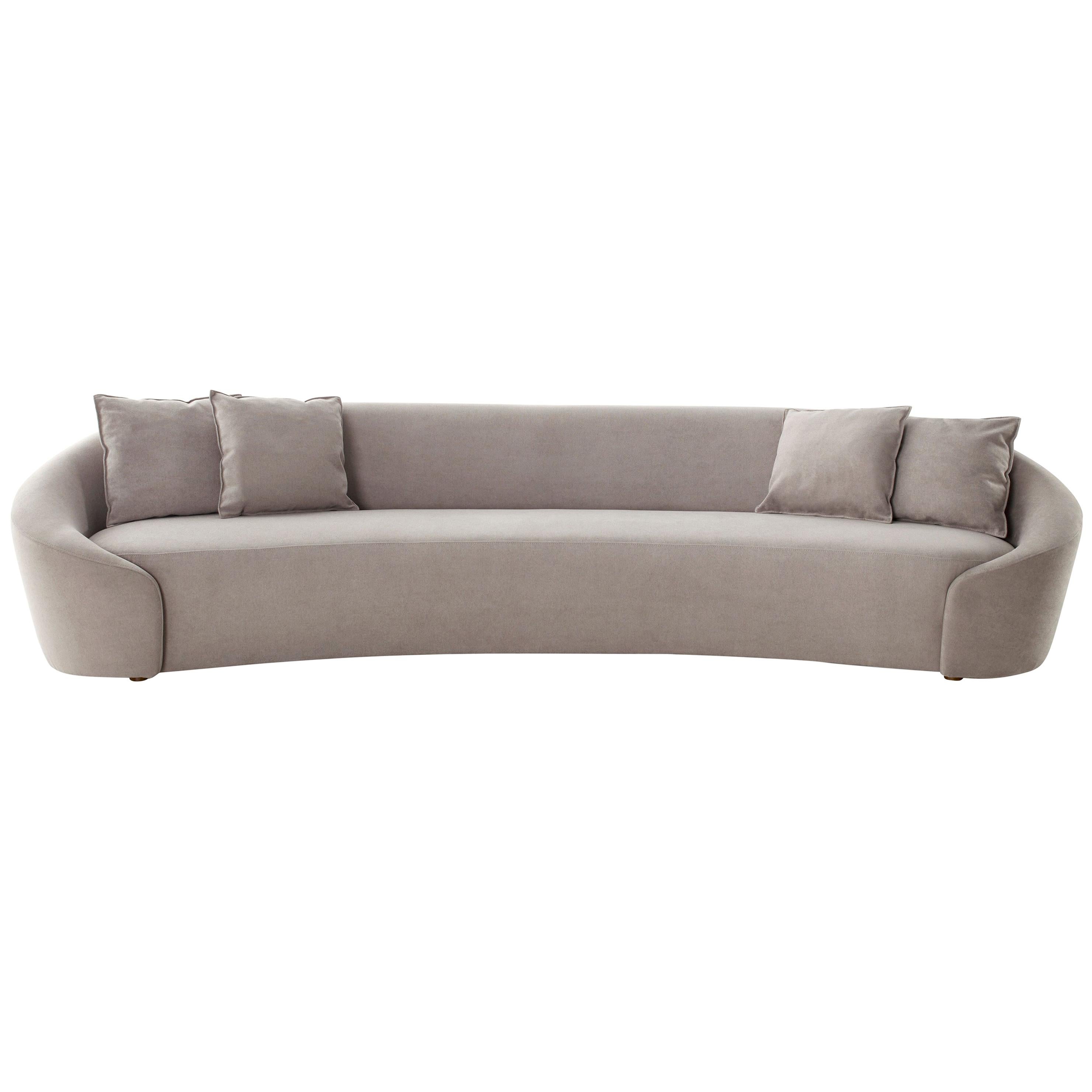 Curved Sofa, Color Dark Sand, Stone For Sale
