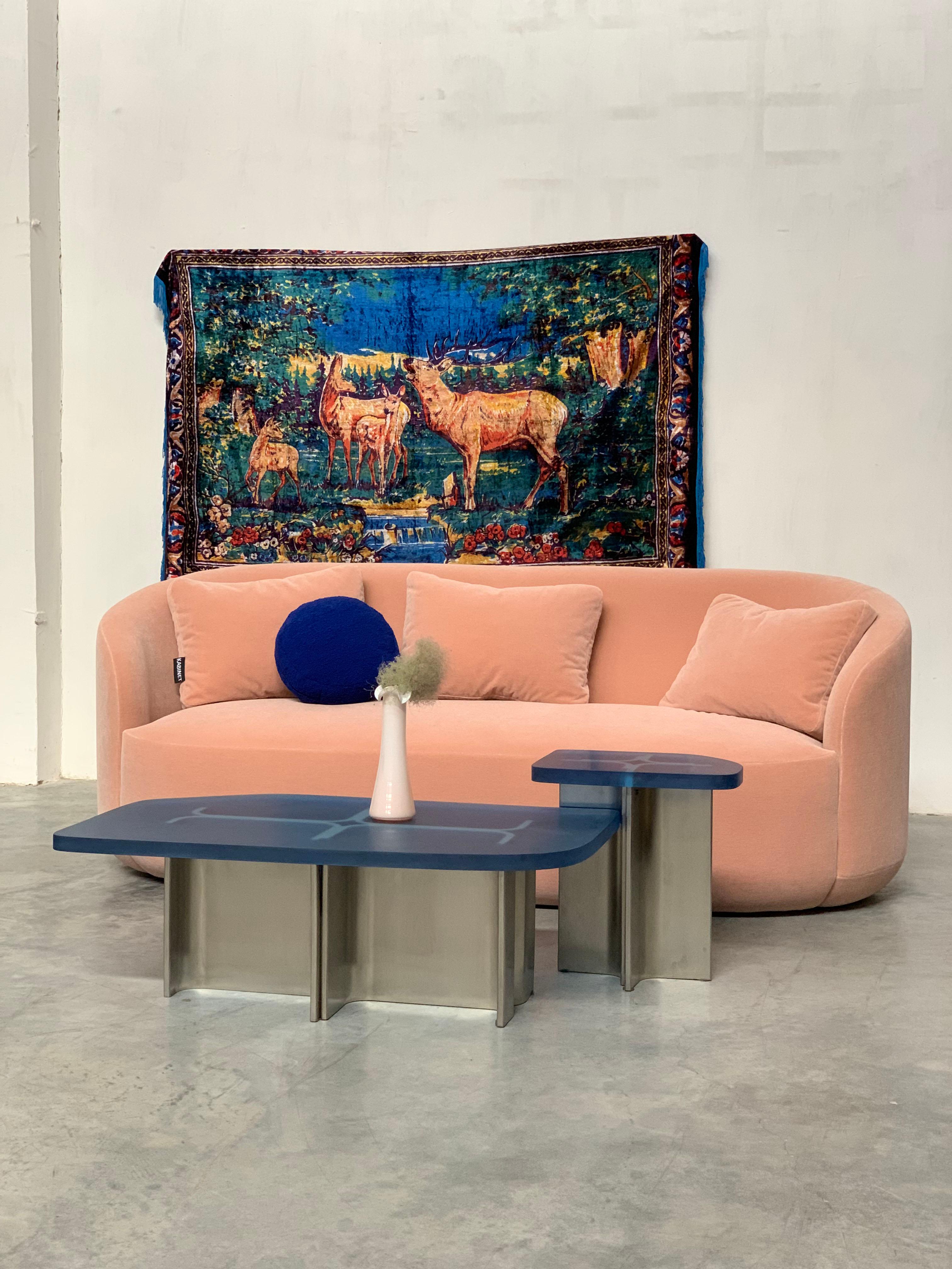 Italian Curved Sofa 'Cottonflower' in Blush Velvet by Kabinet For Sale