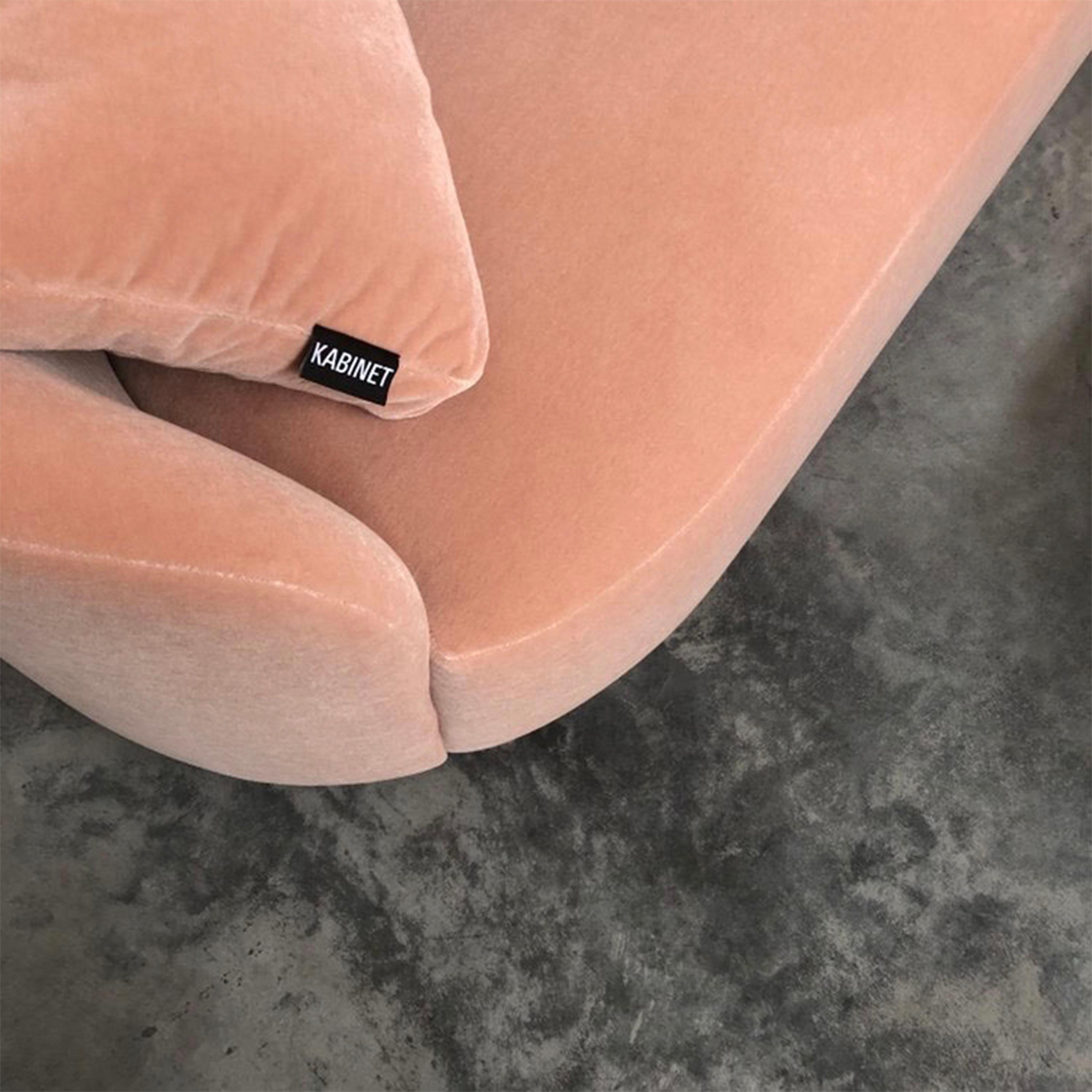 Machine-Made Curved Sofa 'Cottonflower' in Blush Velvet by Kabinet For Sale