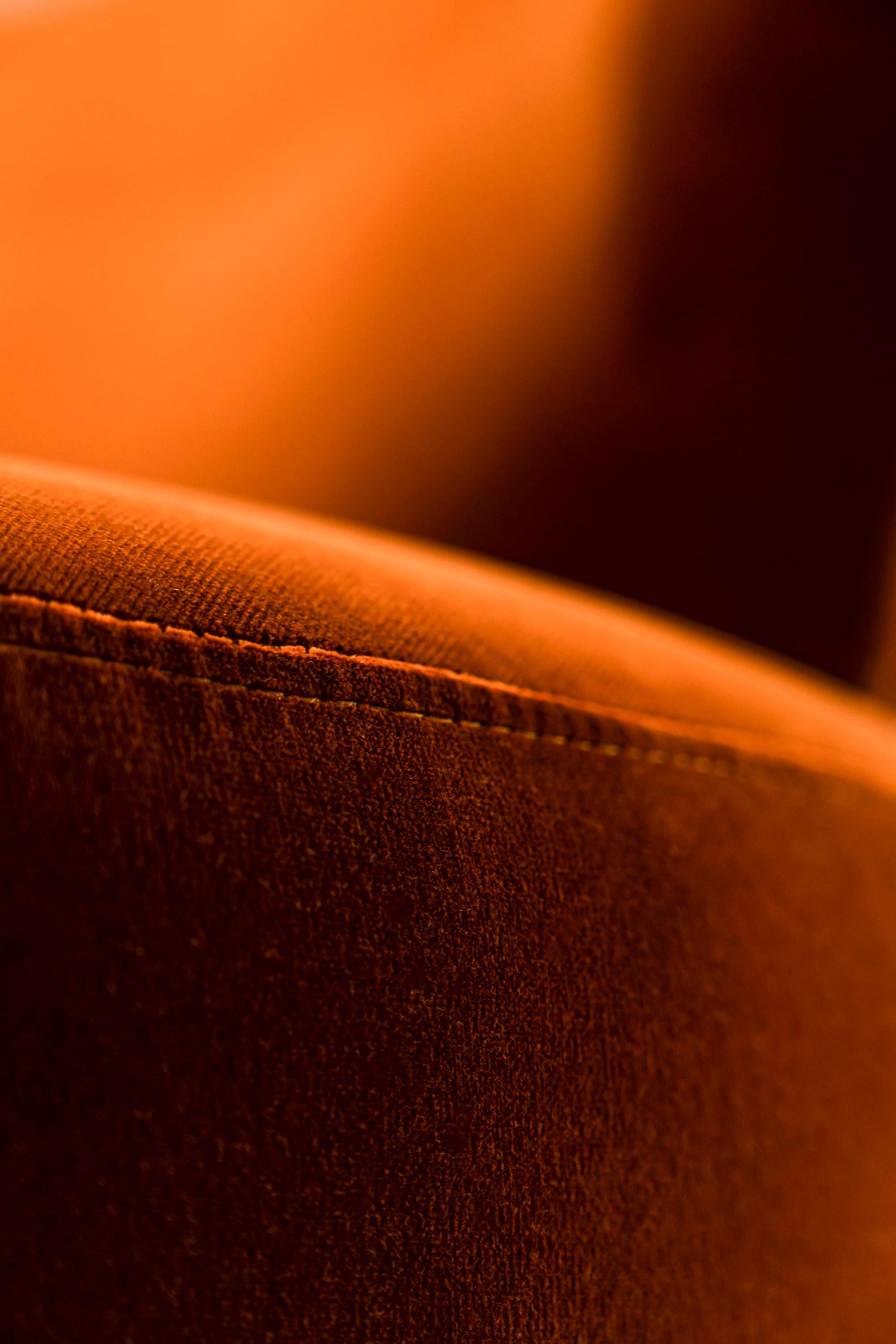 Curved Sofa In Ocher Velours Attributed To Federico Munar, Italy 1950s 3