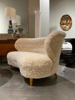 Curved sofa in sheepskin Finland circa 1940