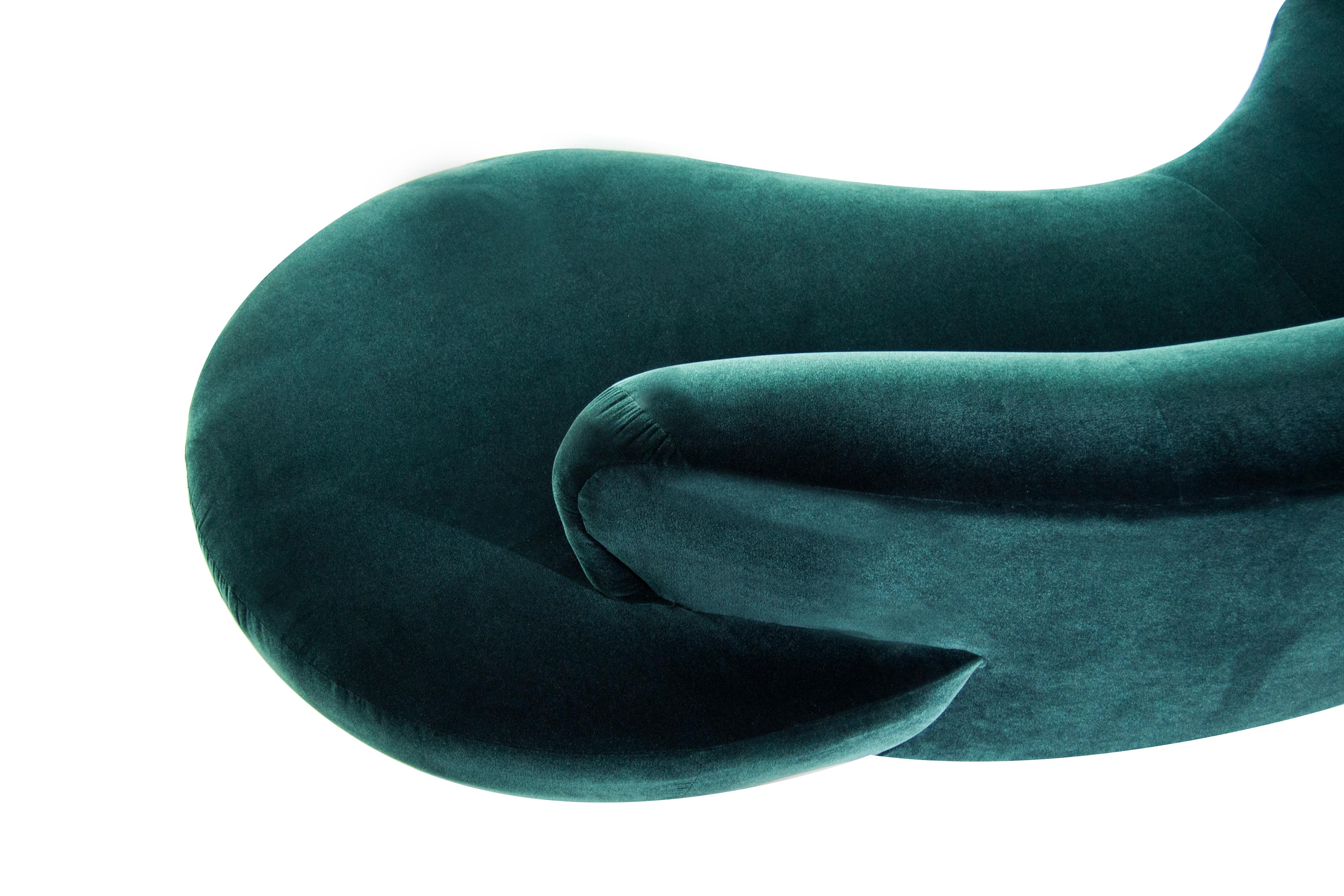 Curved Sofa in Teal Velvet by Vladimir Kagan 4