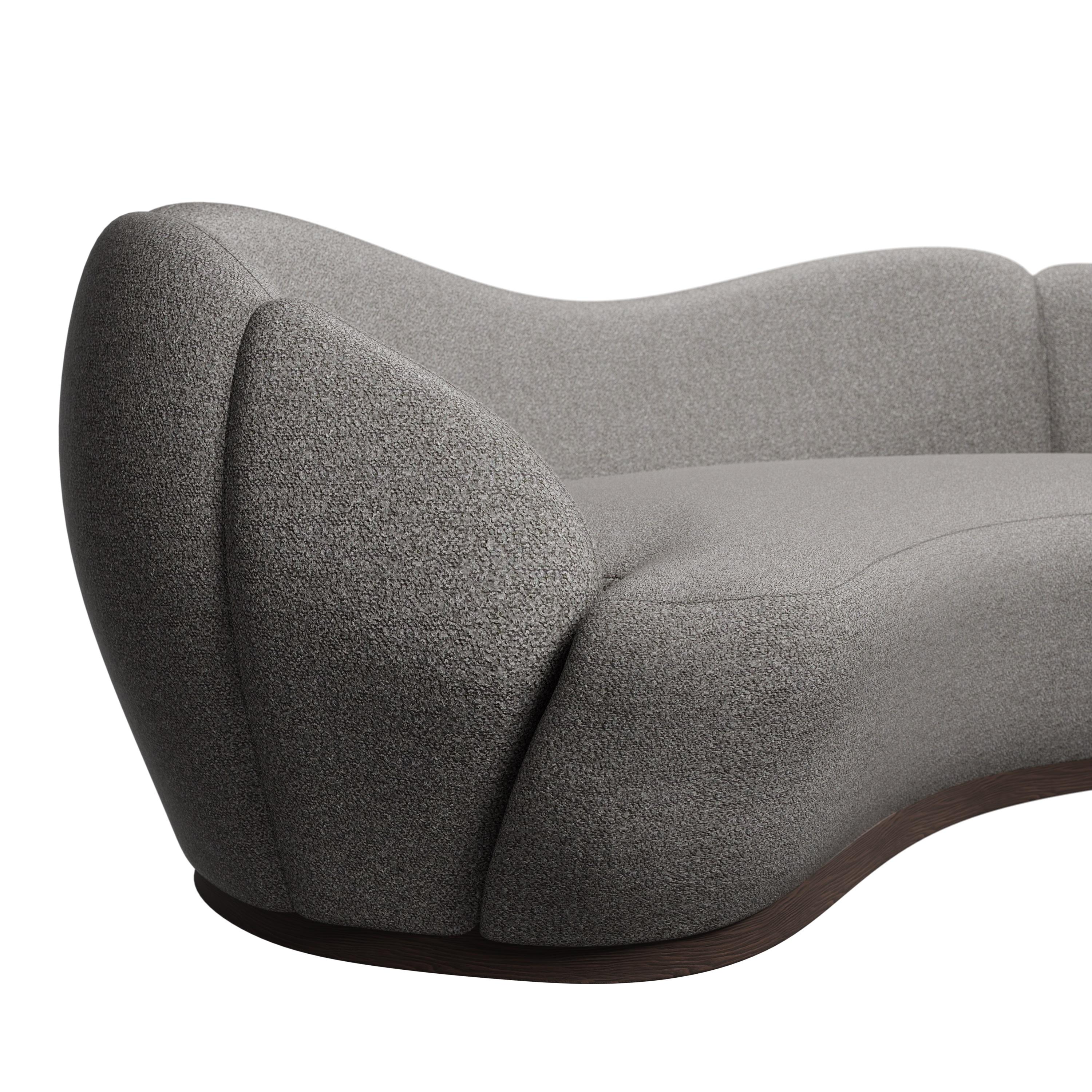 Gebogenes Sofa Montgolfiére grau Bouclé handcrafted by Murmurio (Portugiesisch) im Angebot