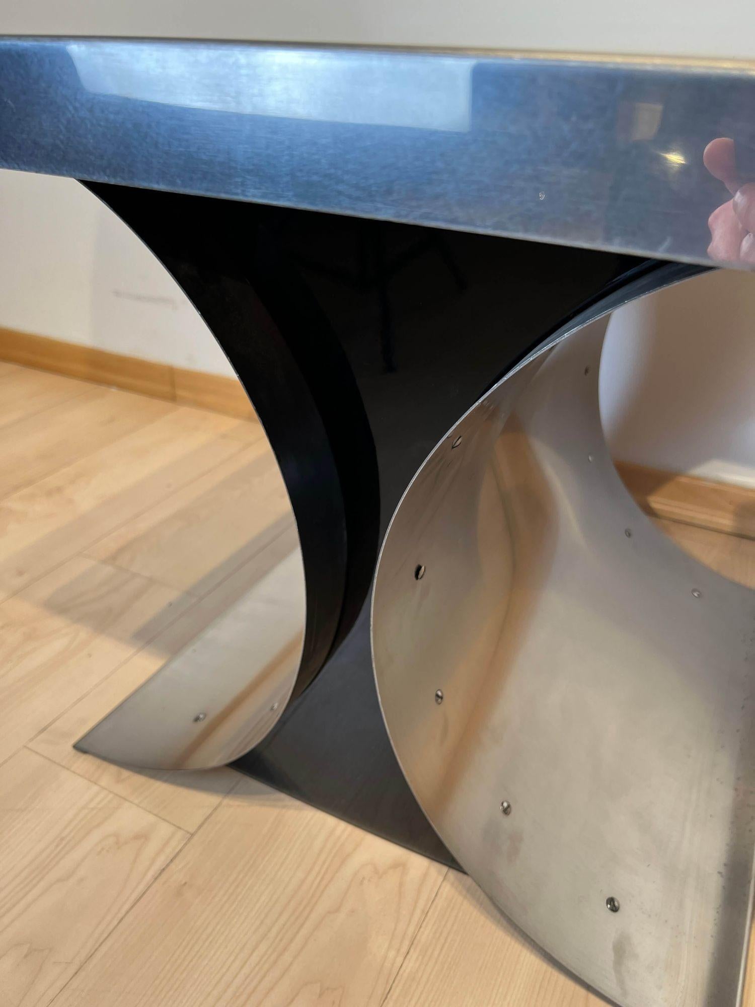 Curved Sofa Table, Stainless Steel, France, 1970 For Sale 4