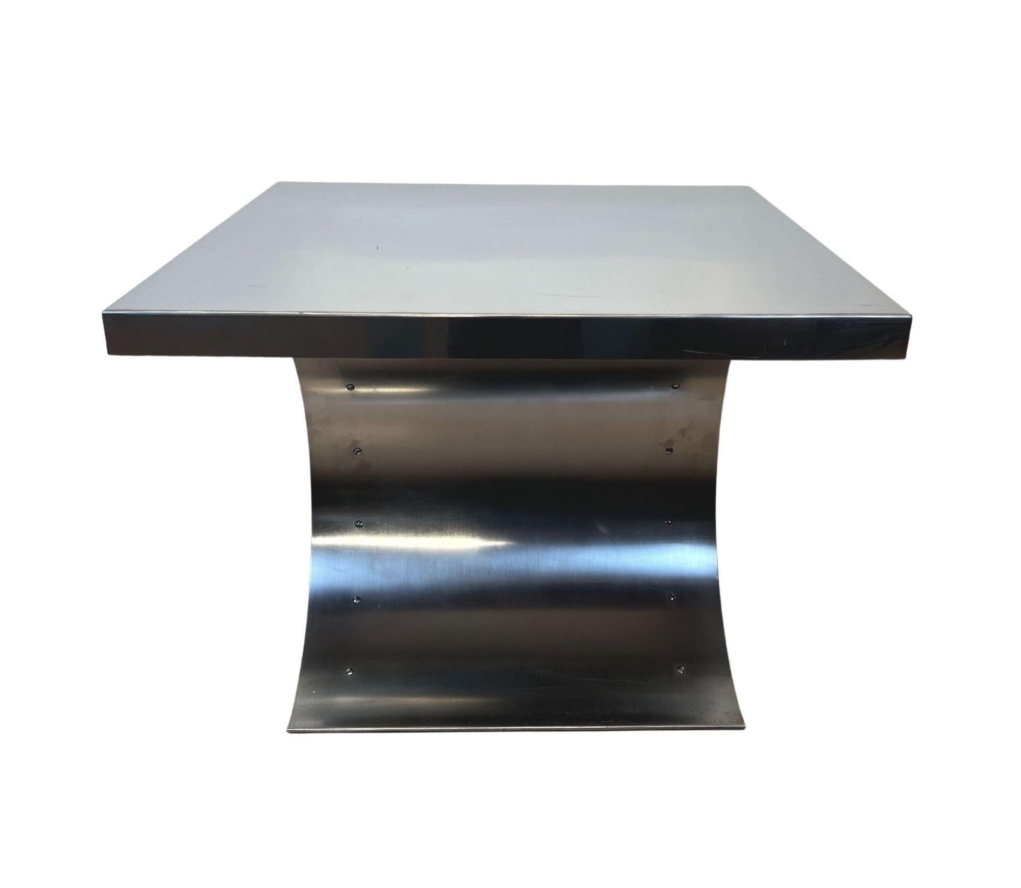Modern Curved Sofa Table, Stainless Steel, France, 1970 For Sale