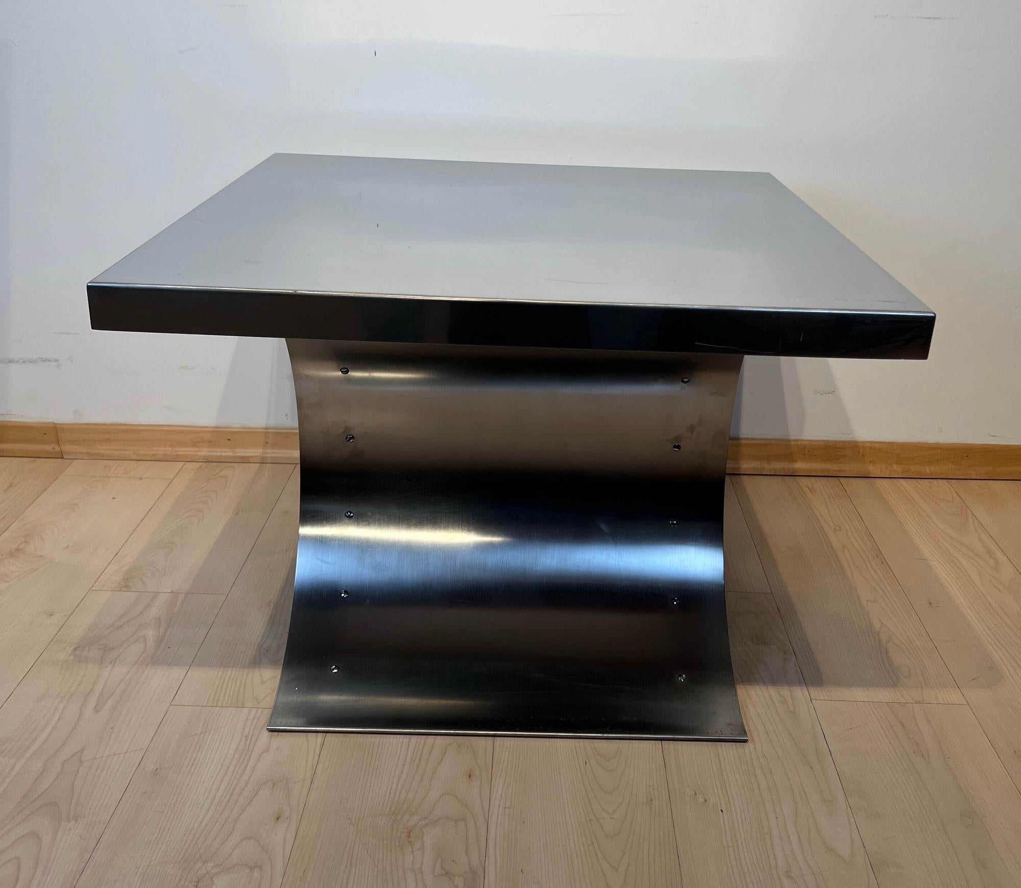 Curved Sofa Table, Stainless Steel, France, 1970 For Sale 1