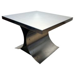 Curved Sofa Table, Stainless Steel, France, 1970
