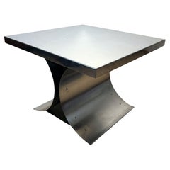 Modern Coffee Table, Curved Stainless Steel, France circa 1970