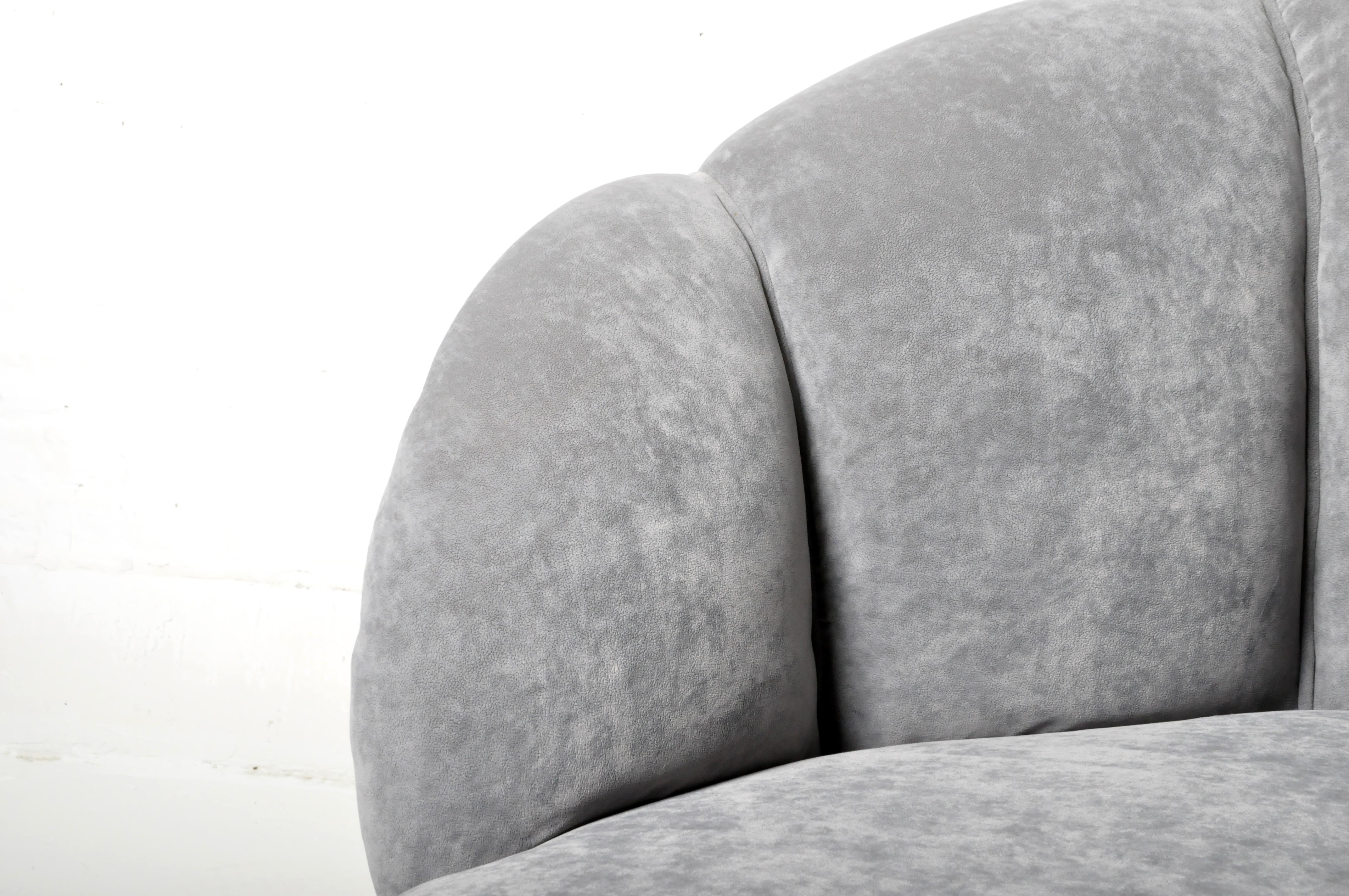 Hungarian Curved Sofa with Rolled and Tufted Back