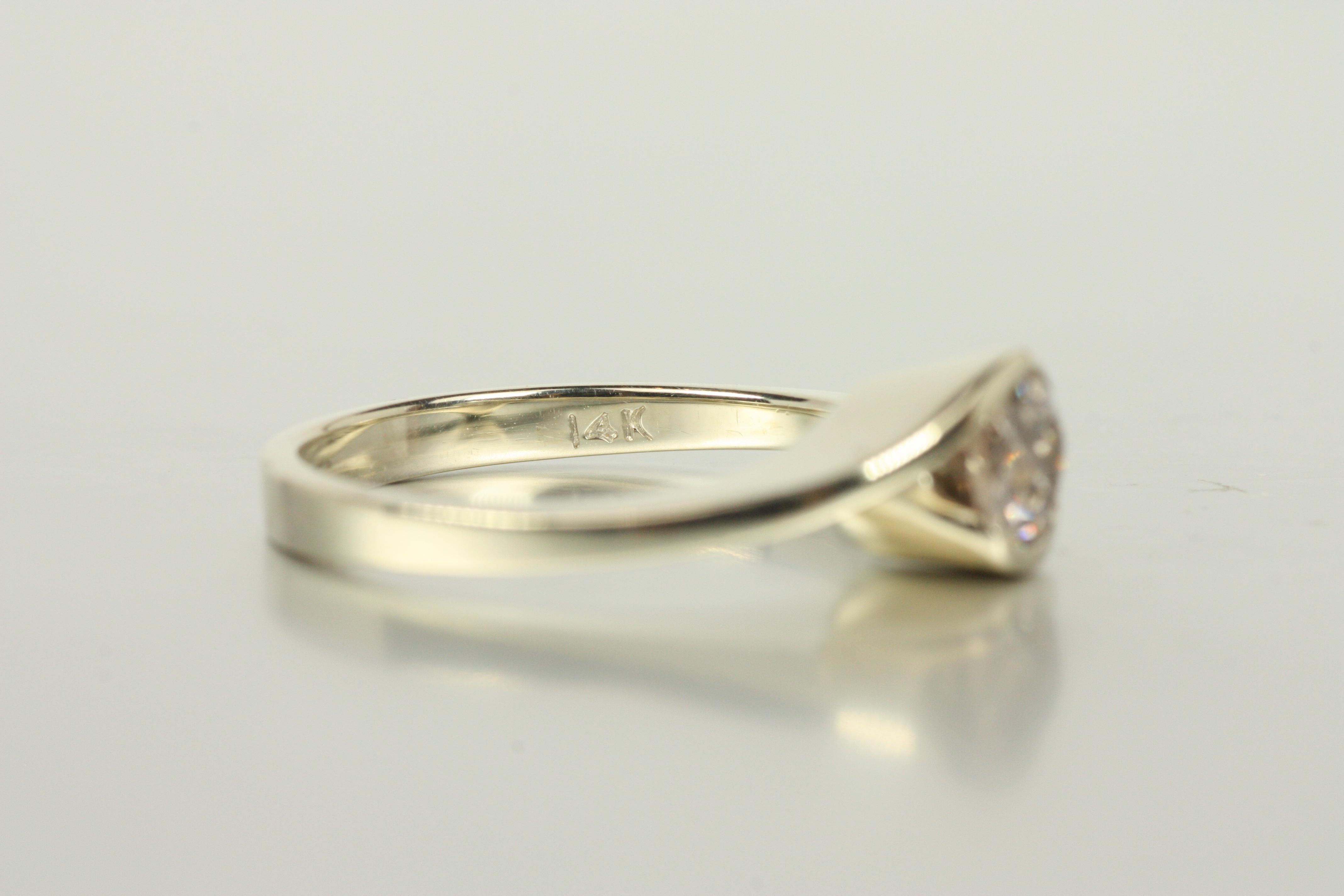 Curved Solitaire Engagement Ring – 0.39ct Brown European Cut Diamond For Sale 2