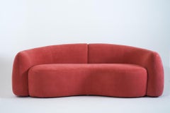 Curved Split back Afgan Sofa in Watermelon Red by Kunaal Kyhaan