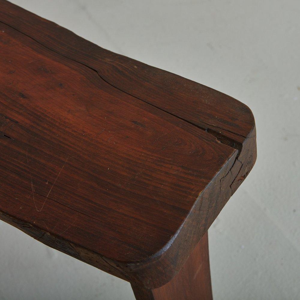 Curved Stained Oak Bench, France 20th Century 8