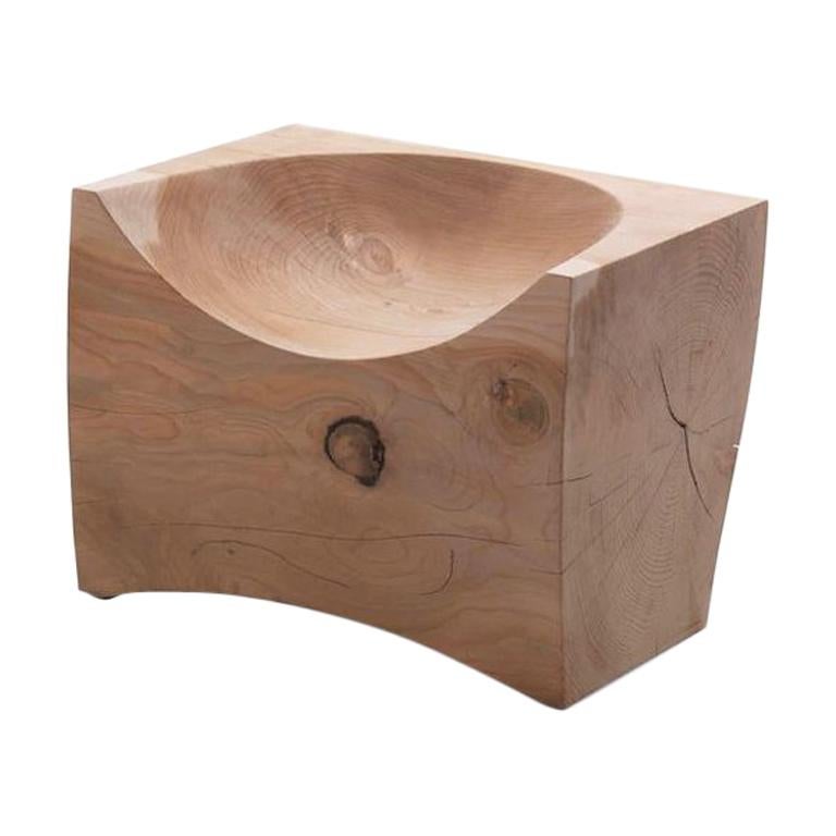 Curved Stool or Chair in Natural Solid Cedar Wood For Sale