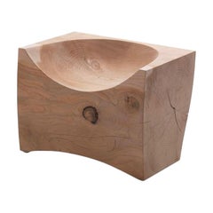 Curved Stool or Chair in Natural Solid Cedar Wood