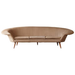 Vintage Curved Swedish Three-Seat Sofa Attributed to Kerstin Horlin Holmquist, 1950s