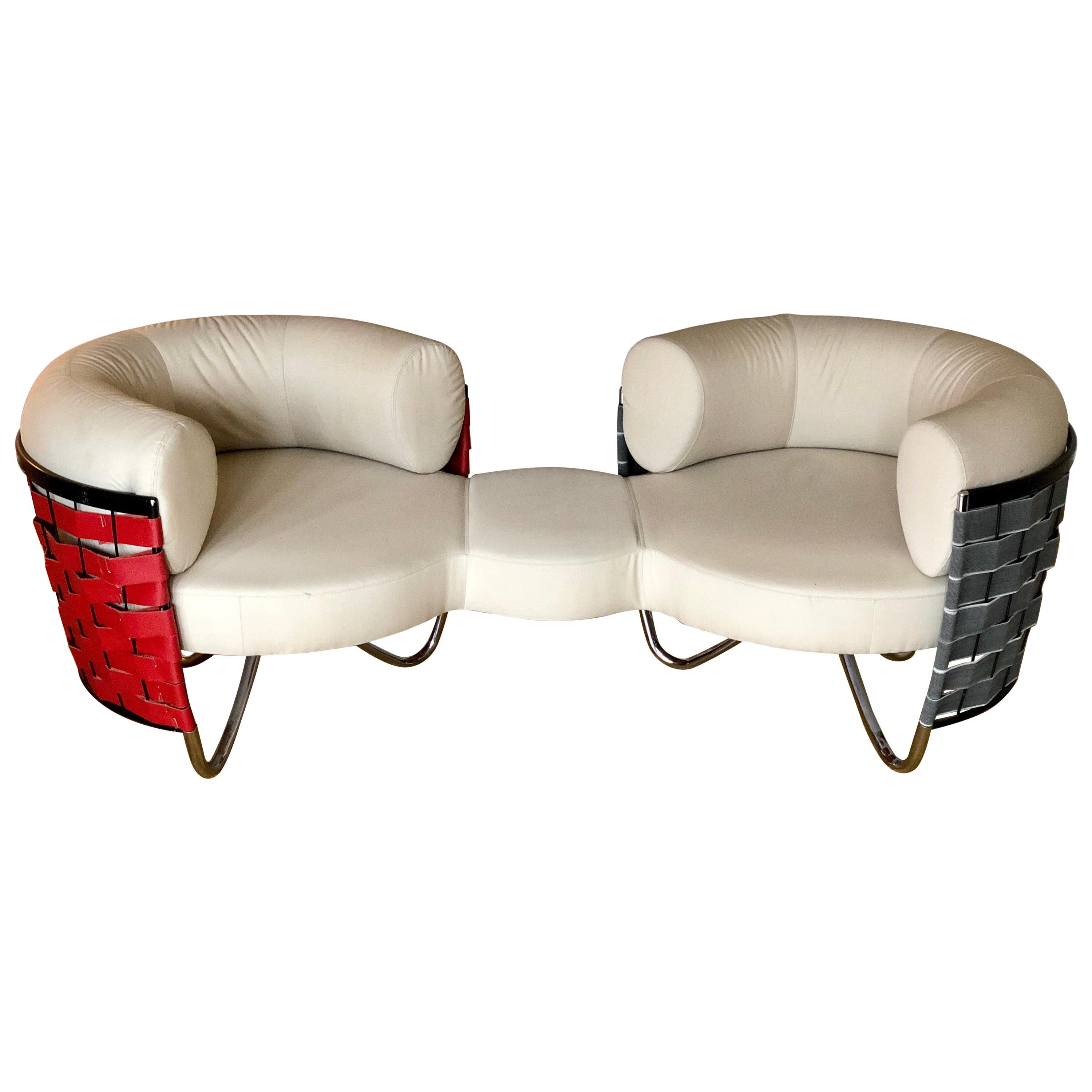 Sale Curved Swiss Design Prototype Beige Round Shape Couch / Sofa