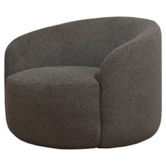 Curved Swivel Armchair 'Cottonflower' in Marrone Fabric