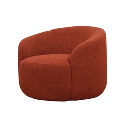 Curved Swivel Armchair 'Cottonflower' in Red Fabric