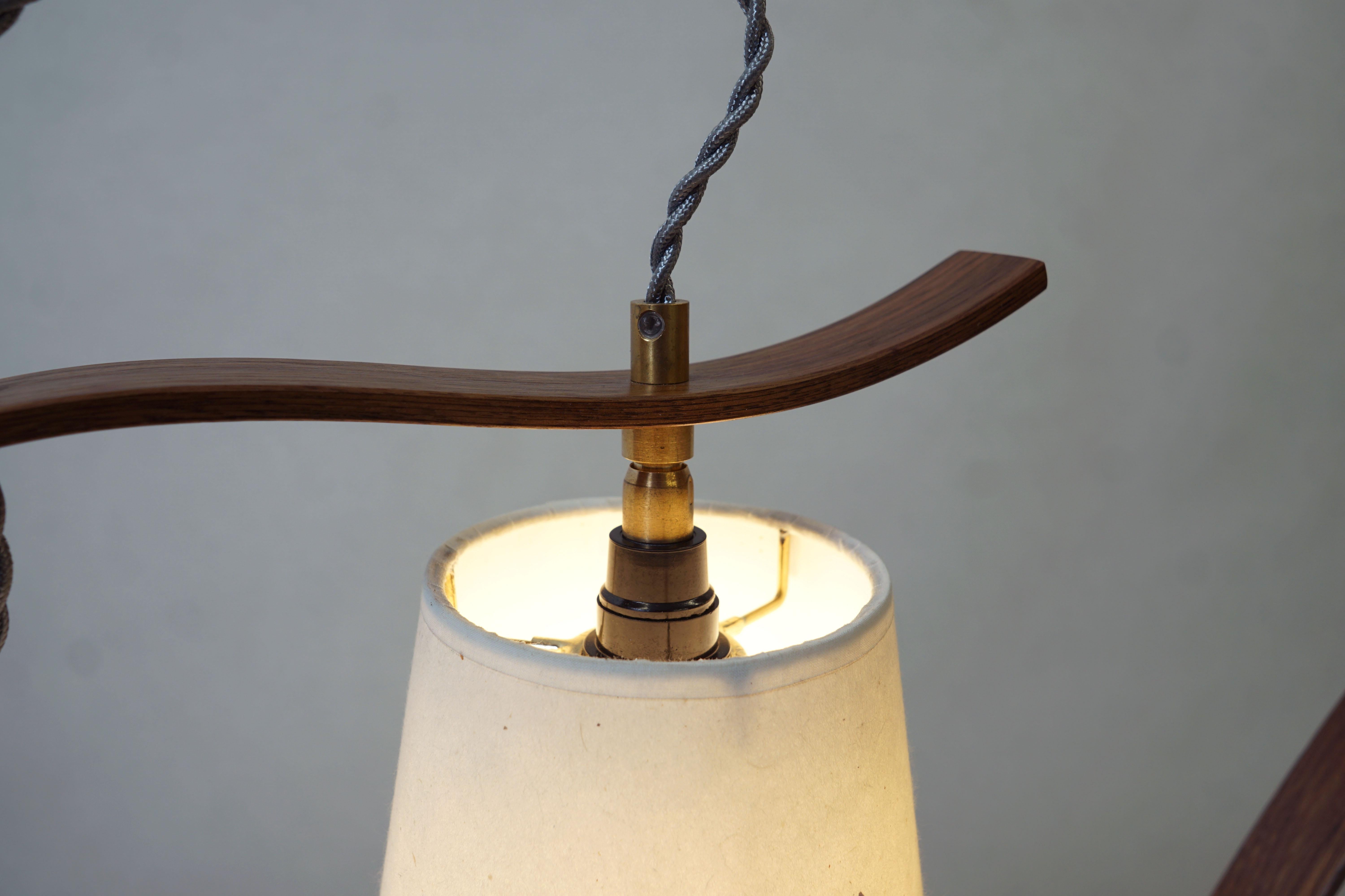 Hand-Crafted Curved Table Lamp Sculpture, Handcrafted in Walnut Wood with Walnut Base For Sale
